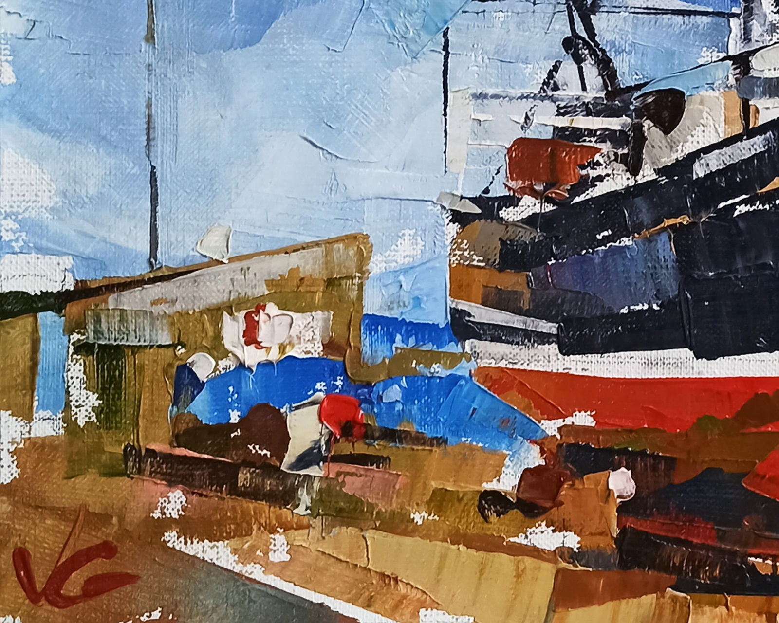 Oil painting Ship in port Volodymyr Gluhomanyuk - 6