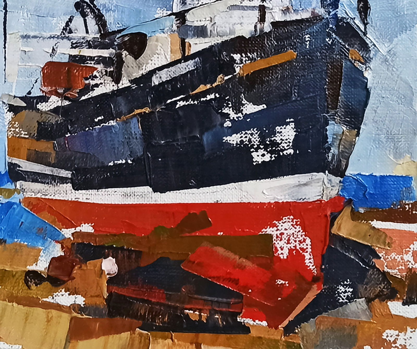 Oil painting Ship in port Volodymyr Gluhomanyuk - 7