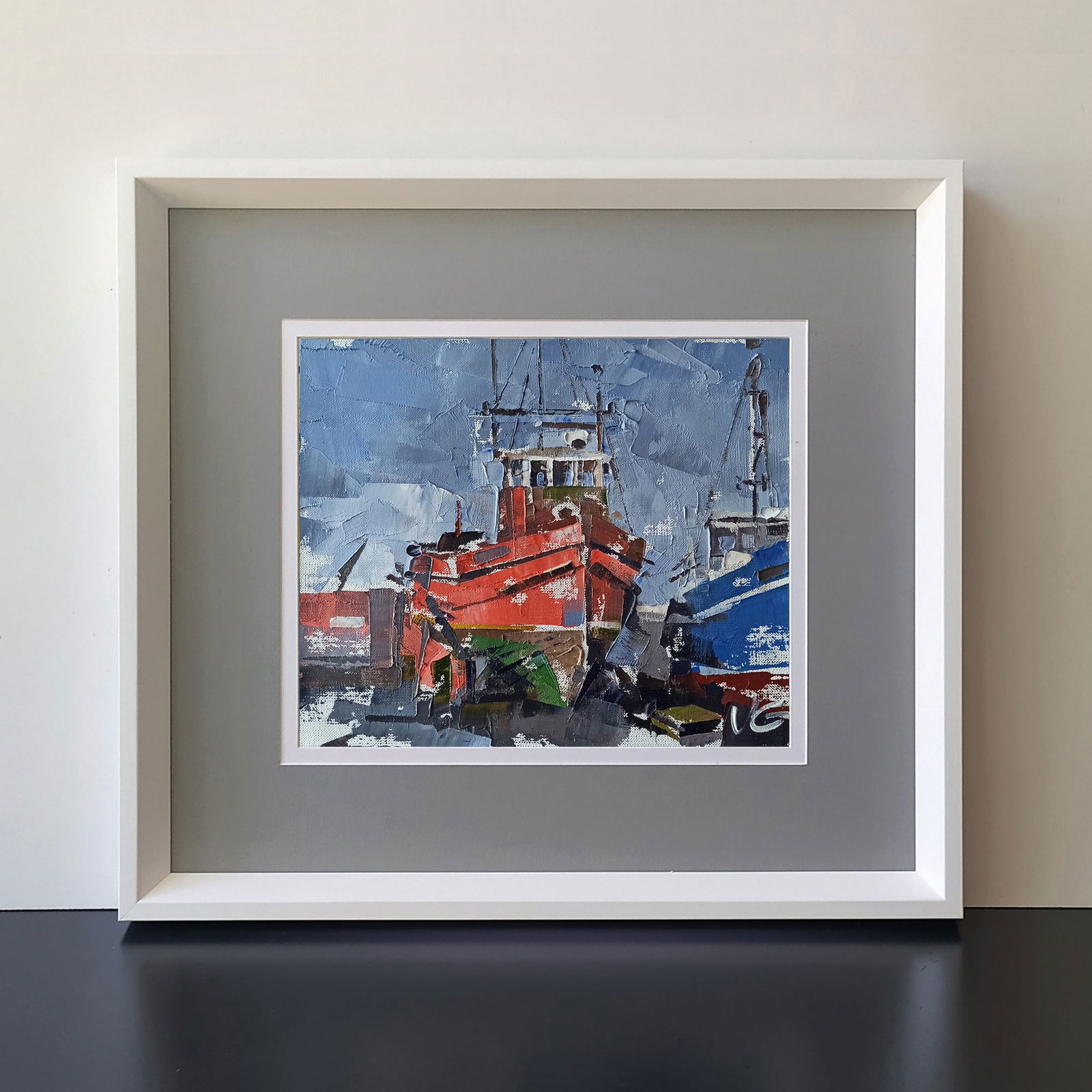 Oil painting Ships in the port Volodymyr Gluhomanyuk - 2