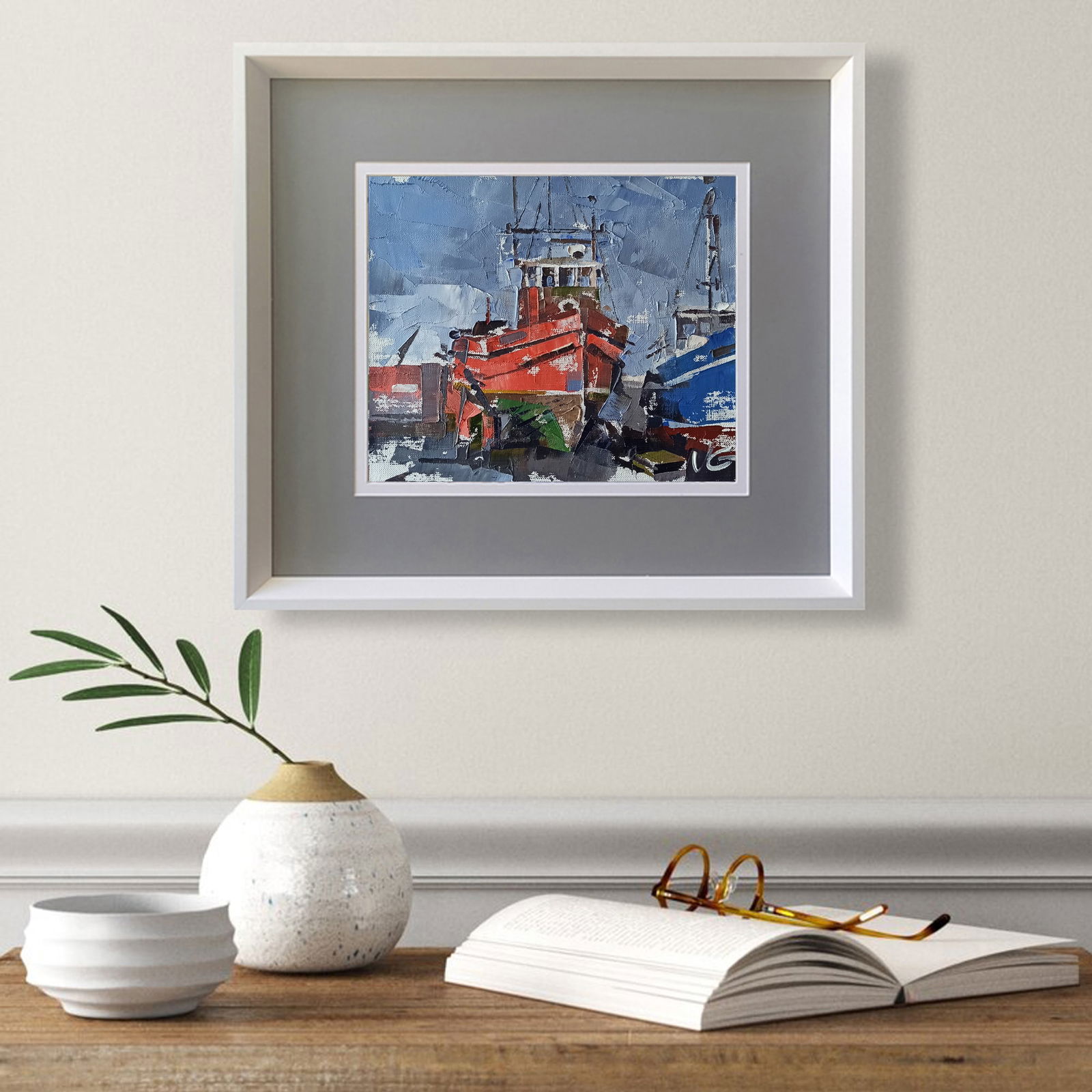 Oil painting Ships in the port Volodymyr Gluhomanyuk - 3