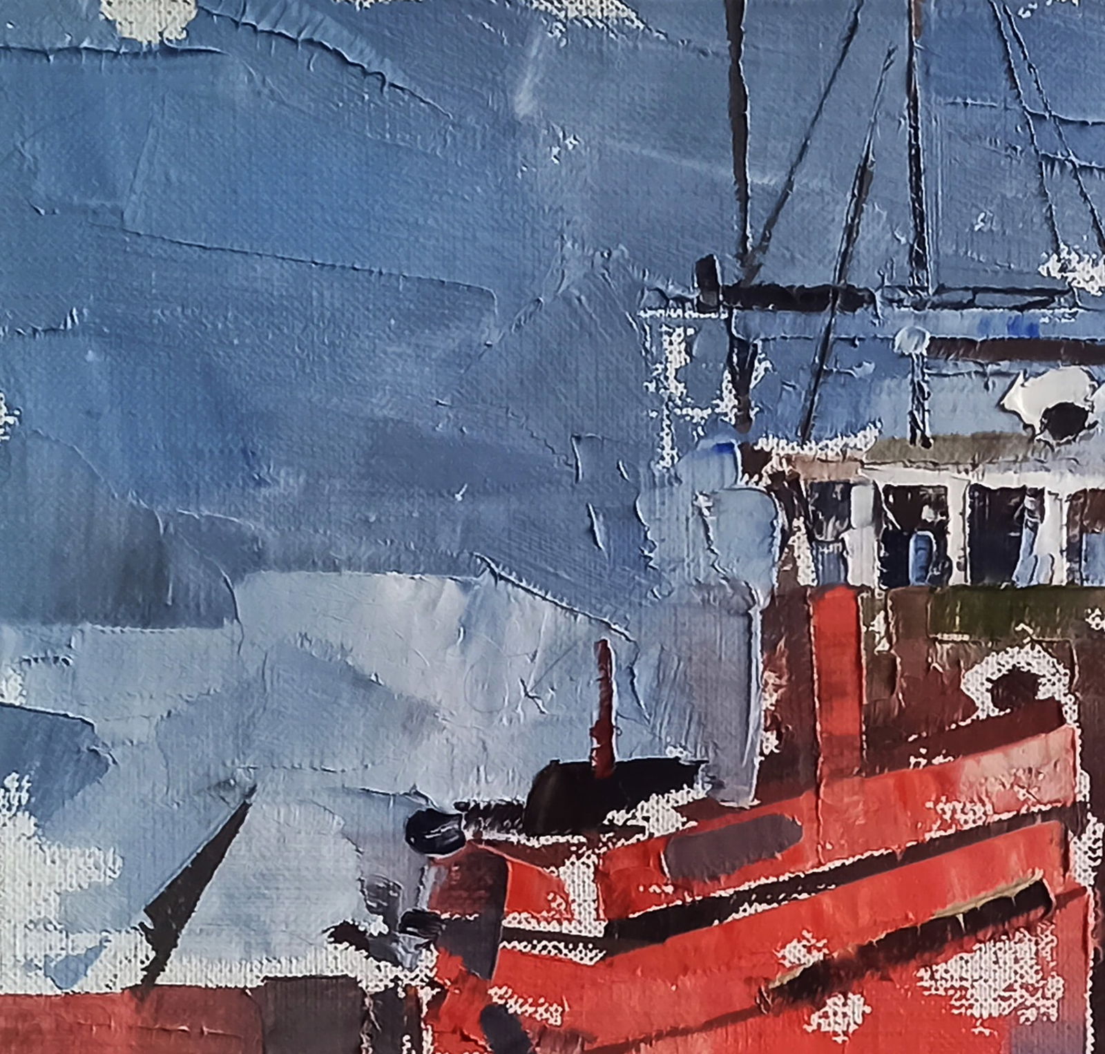 Oil painting Ships in the port Volodymyr Gluhomanyuk - 4