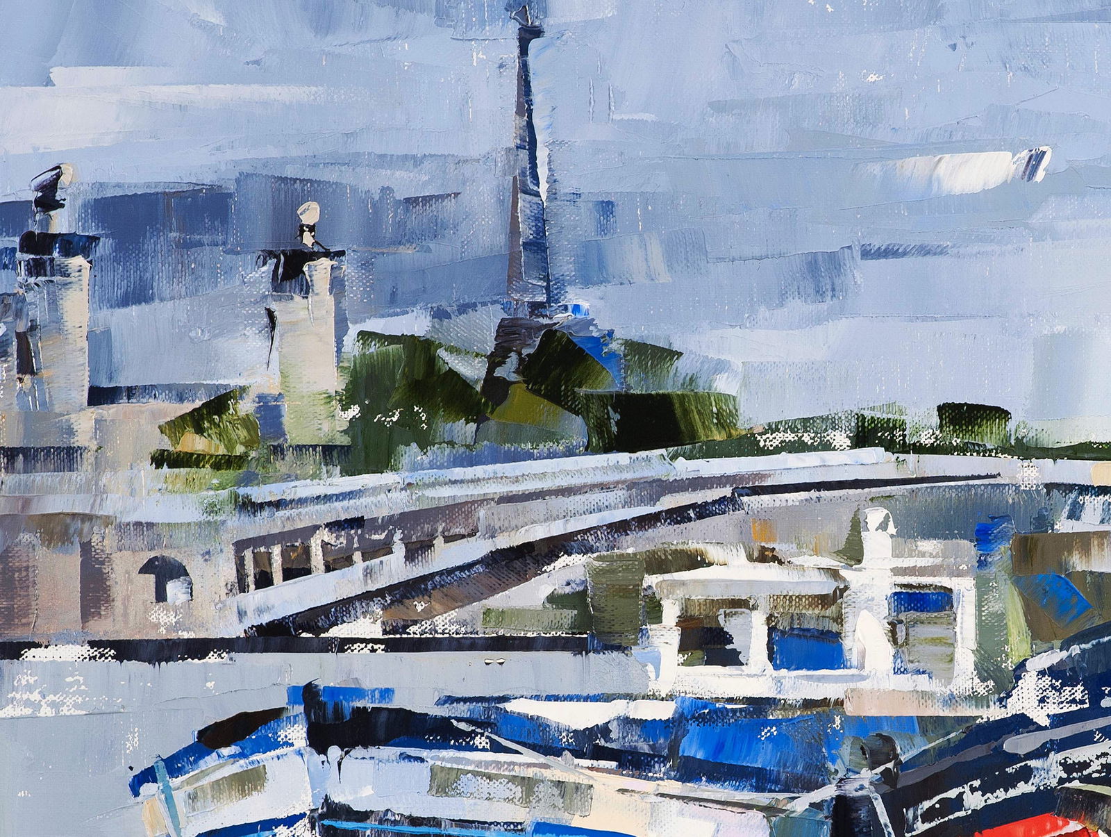 Oil painting Boats and bridge Volodymyr Gluhomanyuk - 4