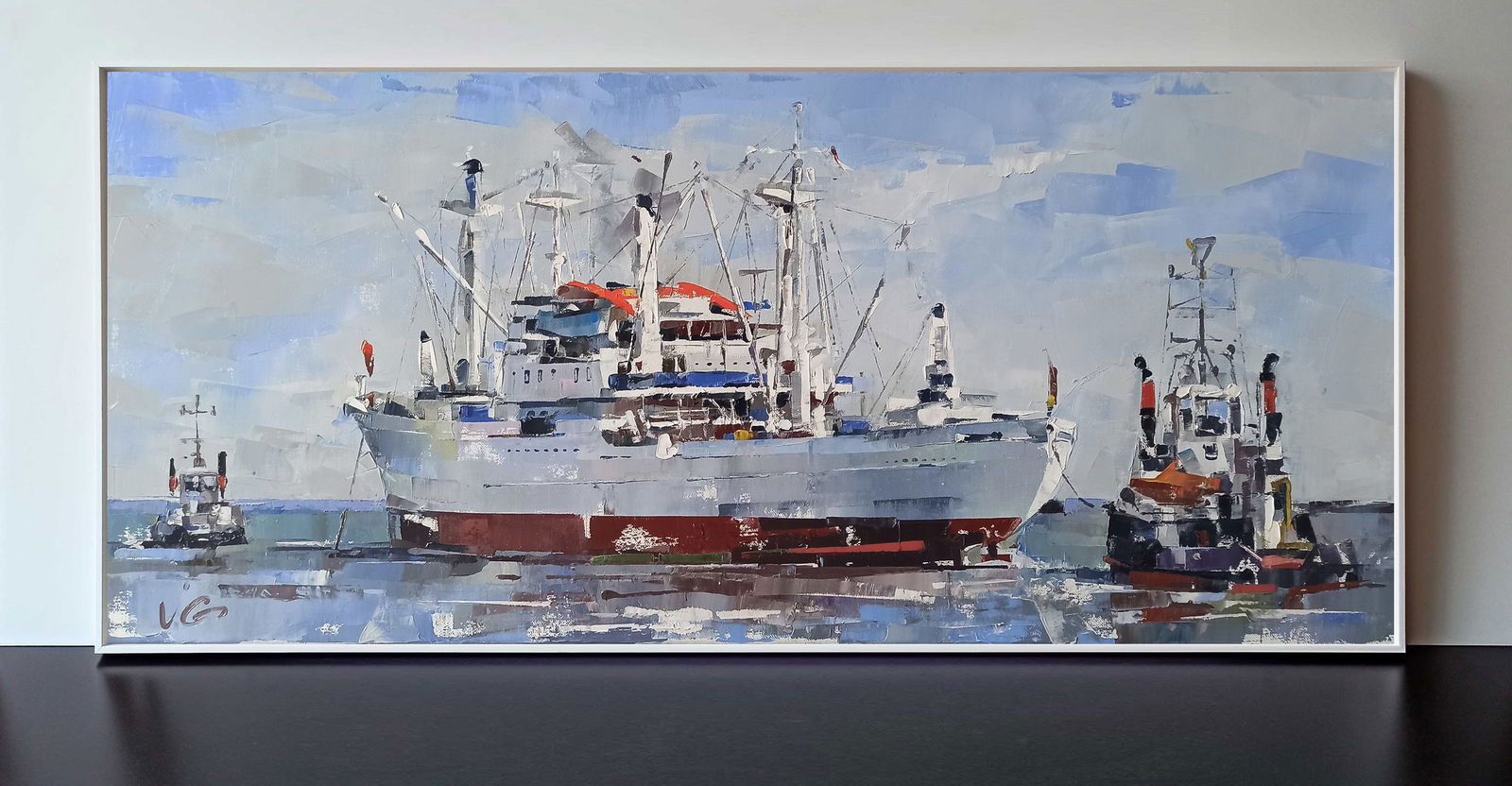 Oil painting Cargo ship Cap San Diego Volodymyr Gluhomanyuk - 2