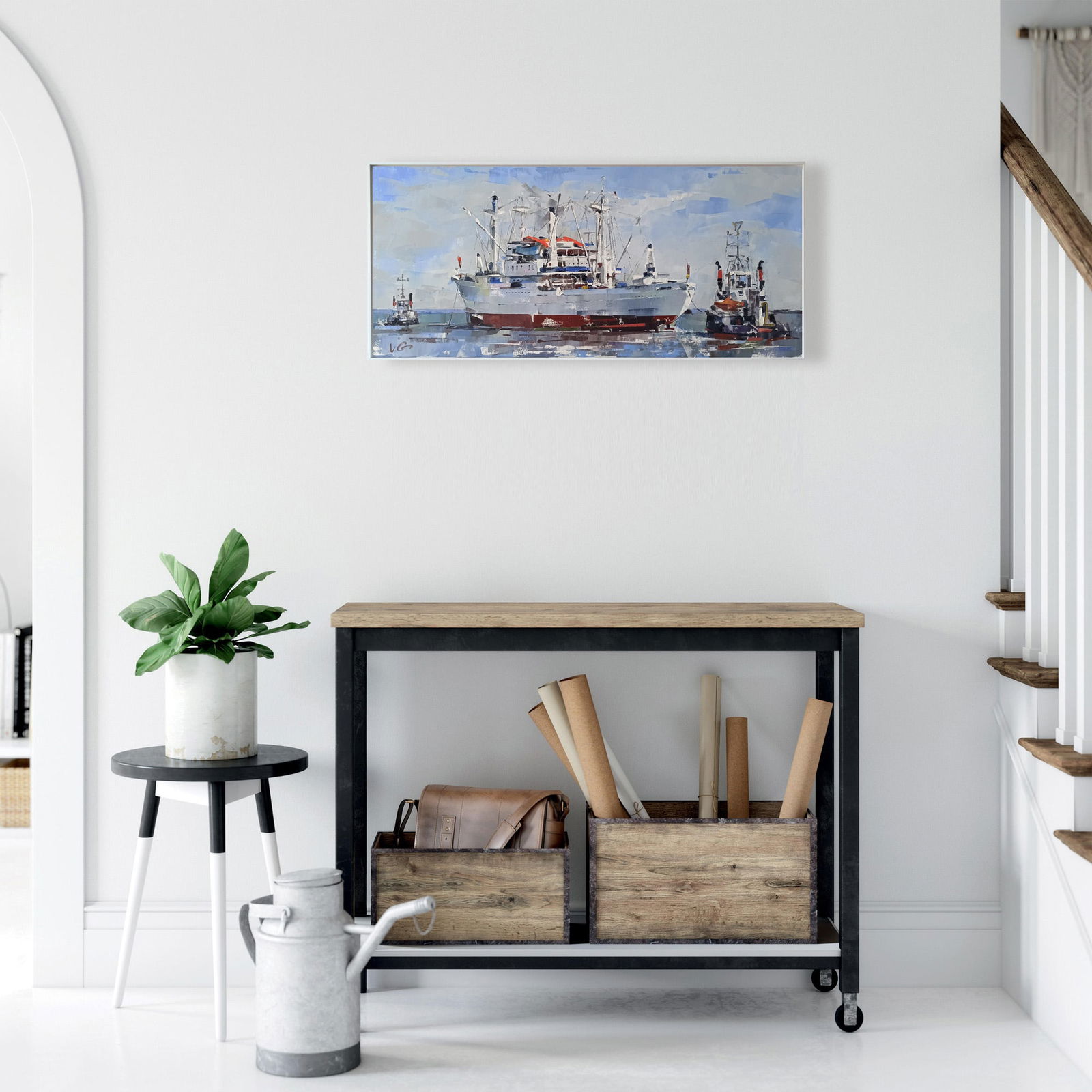 Oil painting Cargo ship Cap San Diego Volodymyr Gluhomanyuk - 3