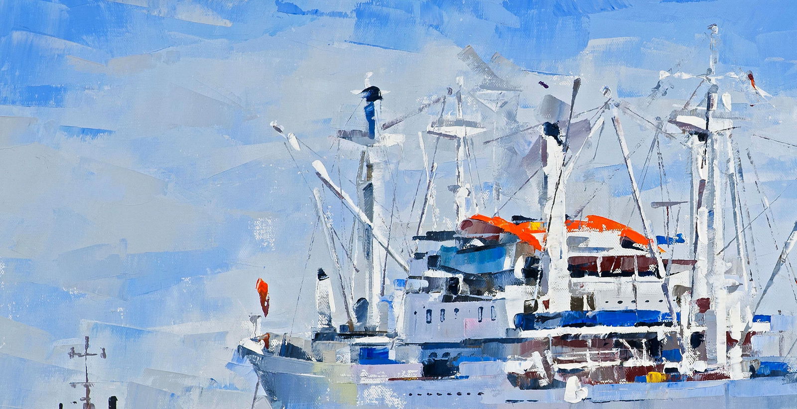 Oil painting Cargo ship Cap San Diego Volodymyr Gluhomanyuk - 4