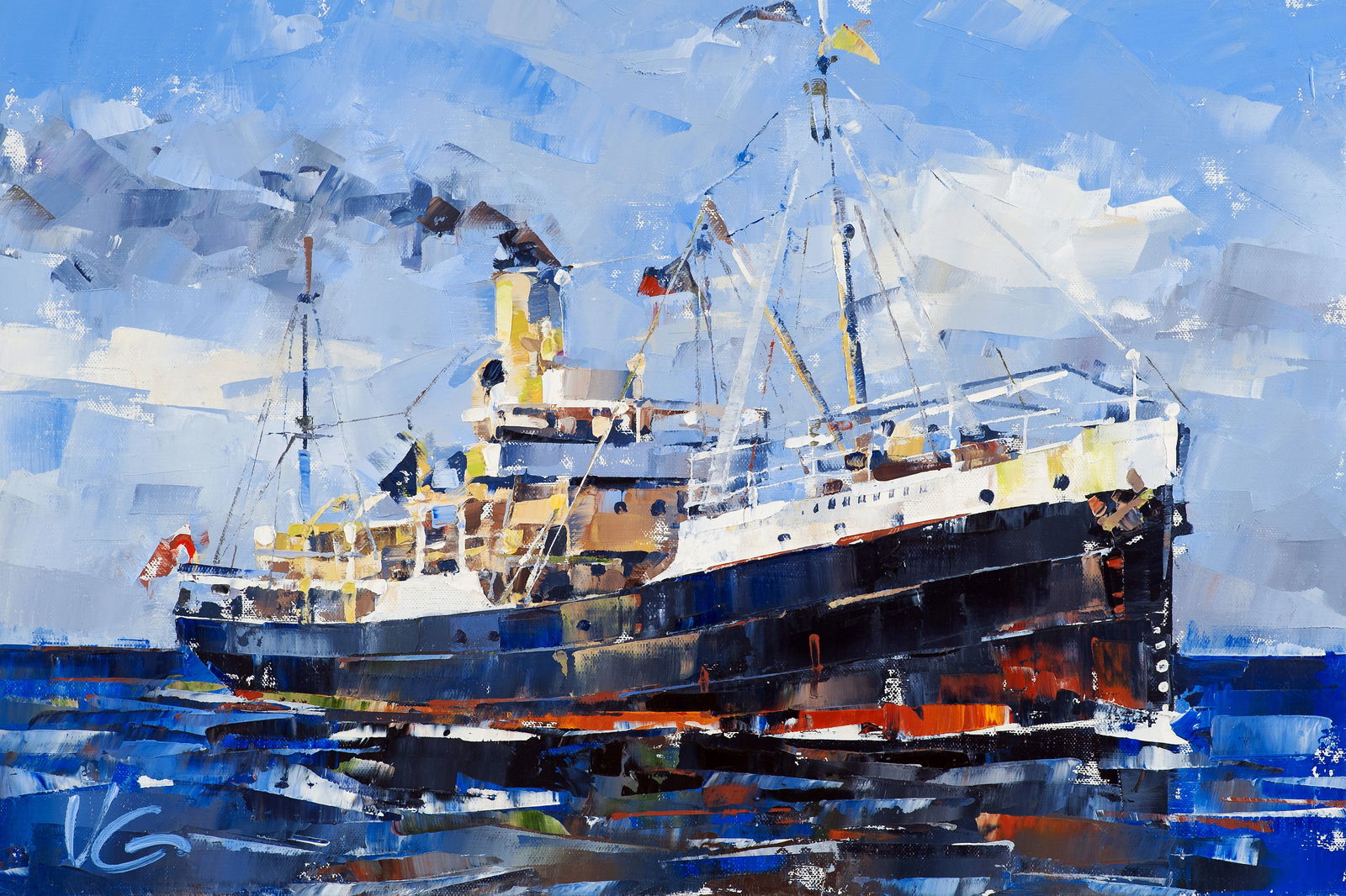 Oil painting Steamship John Oxley Volodymyr Gluhomanyuk: Title: Oil painting Steamship John Oxley Volodymyr Gluhomanyuk Description: 32GLUX Painter: Volodymyr Gluhomanyuk Size: 40x60 cm/15.74x23.62 inches Components: oil, canvas Original painting - series S