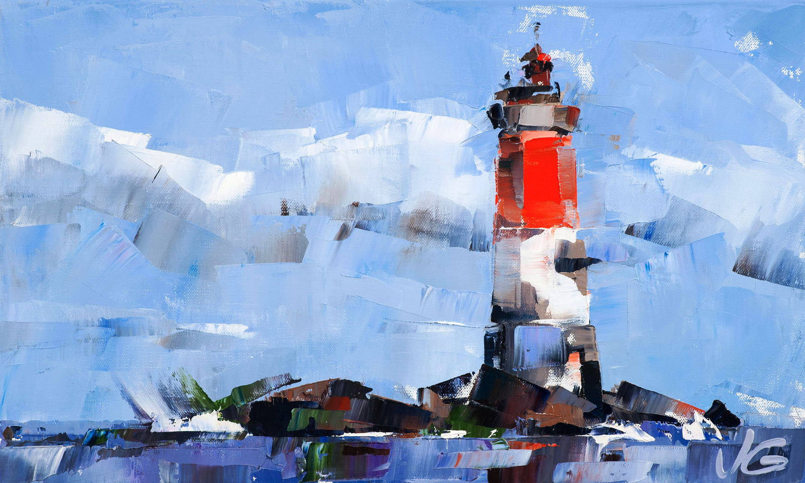 Oil painting Lighthouse Pierres Noires Volodymyr Gluhomanyuk: Title: Oil painting Lighthouse Pierres Noires Volodymyr Gluhomanyuk Description: 33GLUX Painter: Volodymyr Gluhomanyuk Size: 30x50 cm/11.81x19.68 inches Components: oil, canvas Original painting - ser