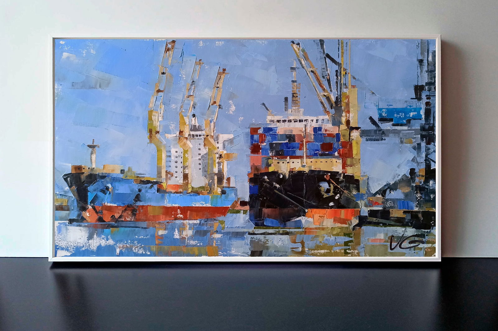 Oil painting Cargo ships Volodymyr Gluhomanyuk - 2