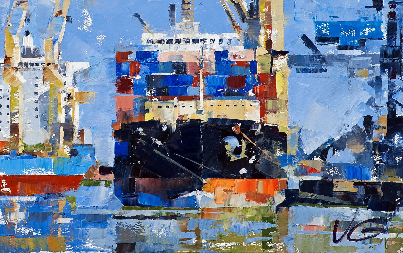 Oil painting Cargo ships Volodymyr Gluhomanyuk - 8