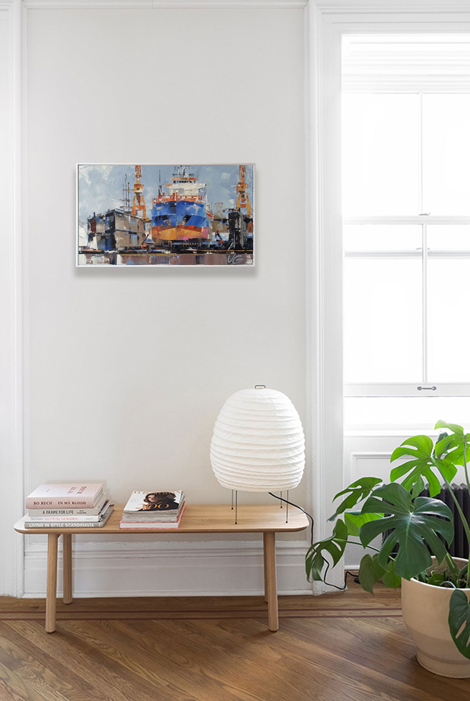 Oil painting Cargo ship Eileen C Volodymyr Gluhomanyuk - 3