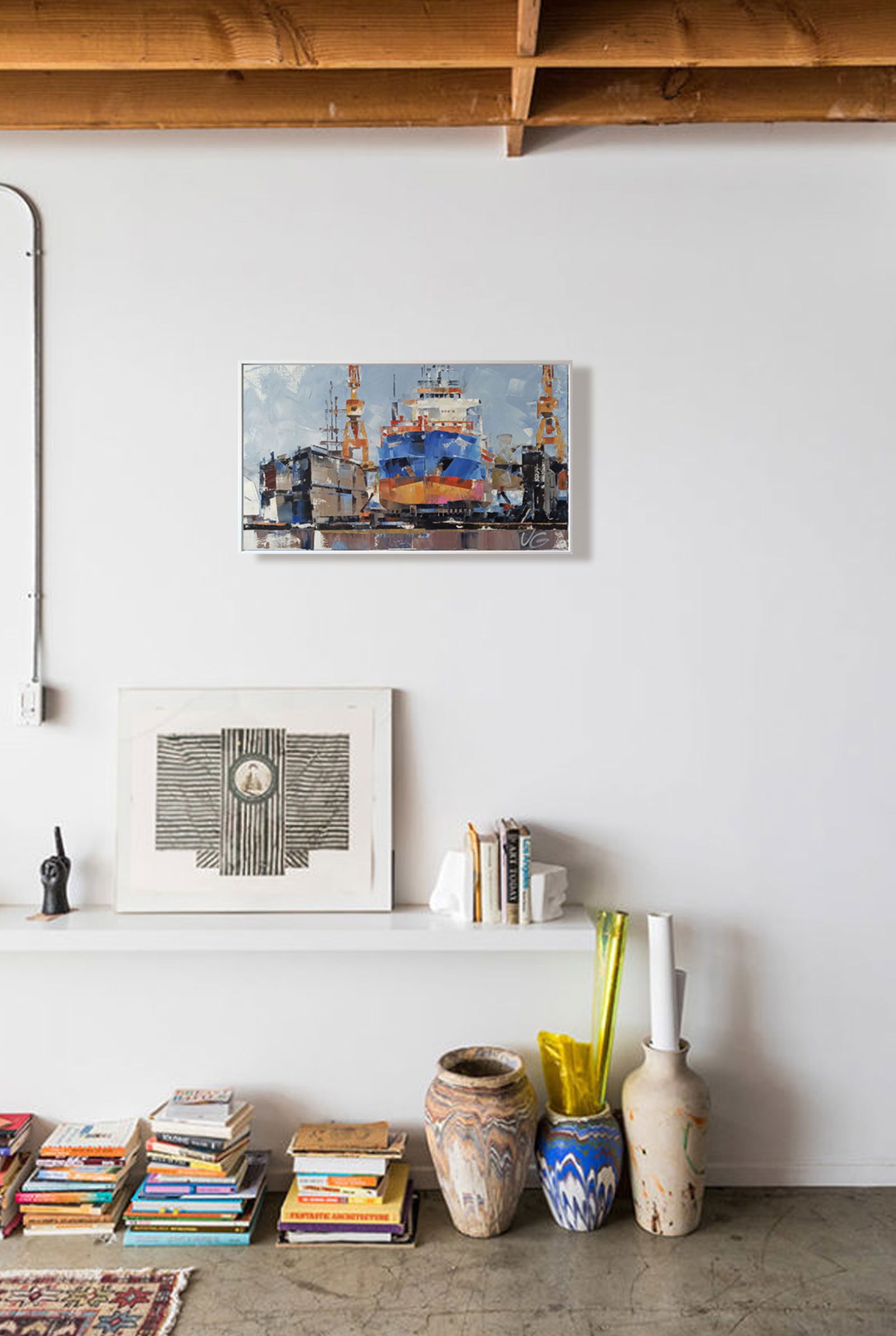 Oil painting Cargo ship Eileen C Volodymyr Gluhomanyuk - 4