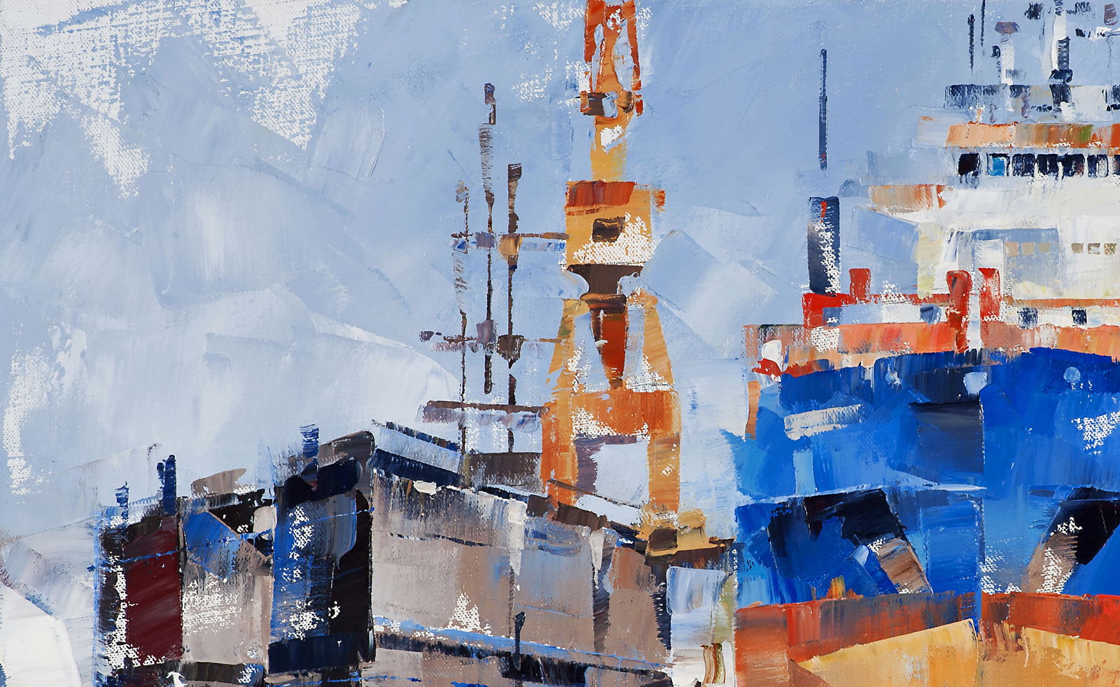 Oil painting Cargo ship Eileen C Volodymyr Gluhomanyuk - 5