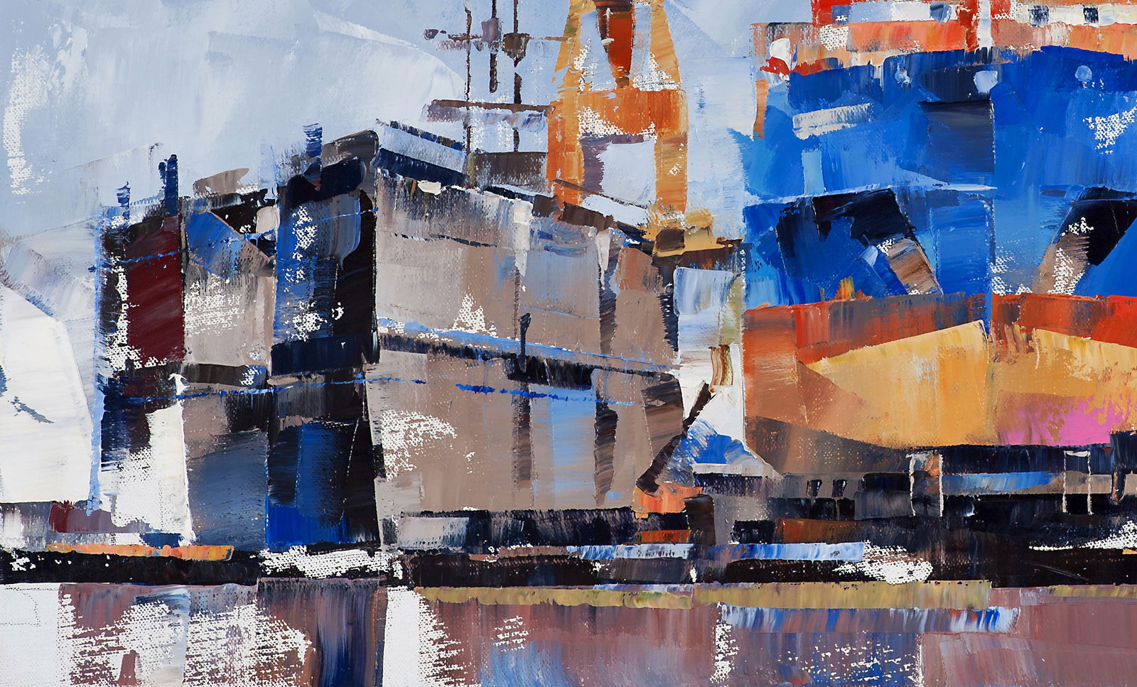 Oil painting Cargo ship Eileen C Volodymyr Gluhomanyuk - 7