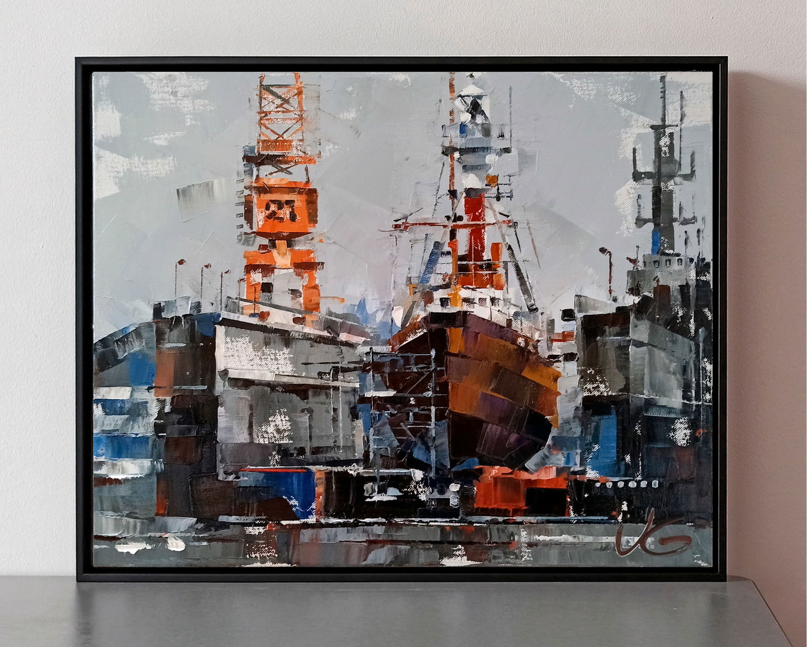 Oil painting Lighthouse ship Amrumbank Volodymyr Gluhomanyuk - 2