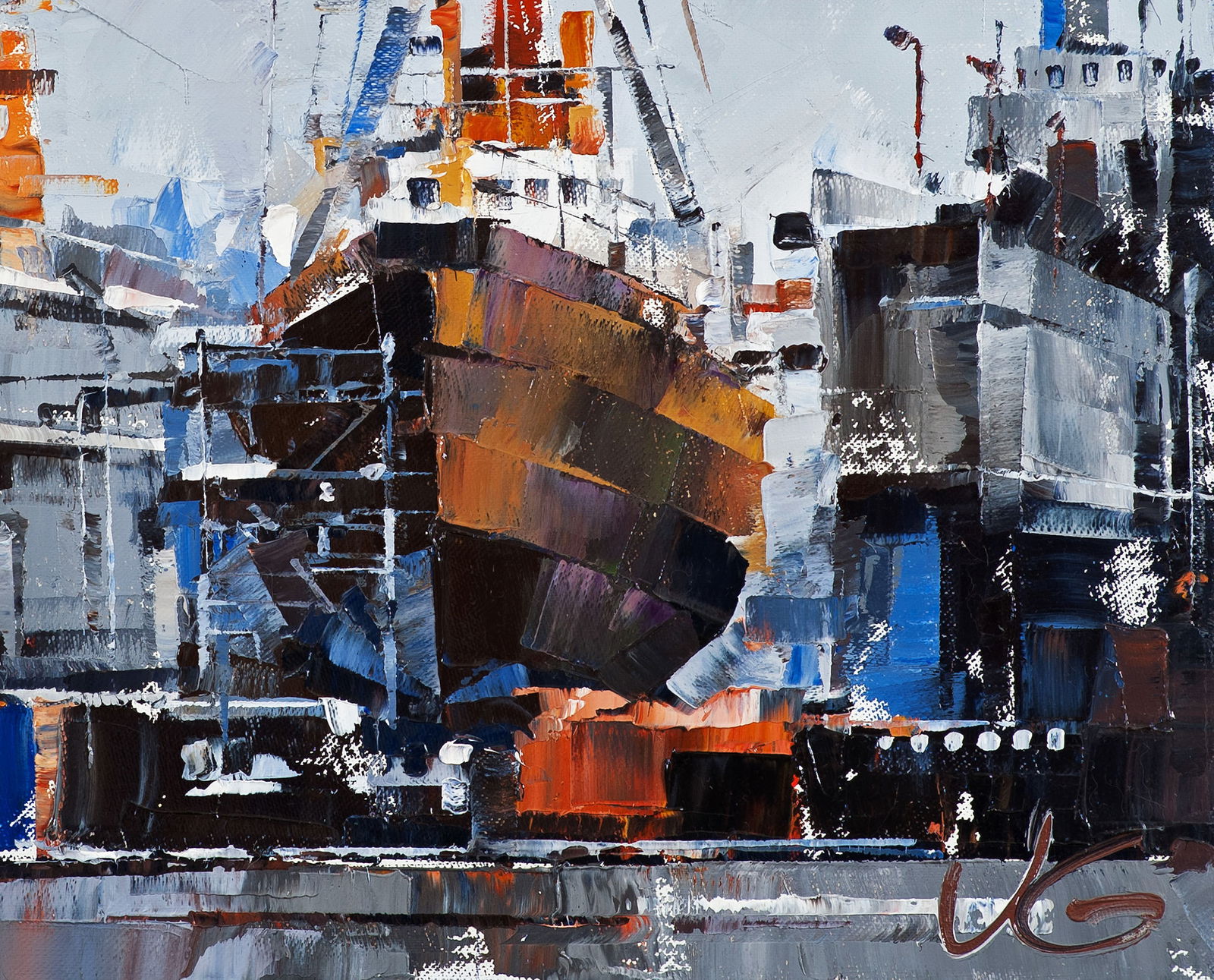 Oil painting Lighthouse ship Amrumbank Volodymyr Gluhomanyuk - 7