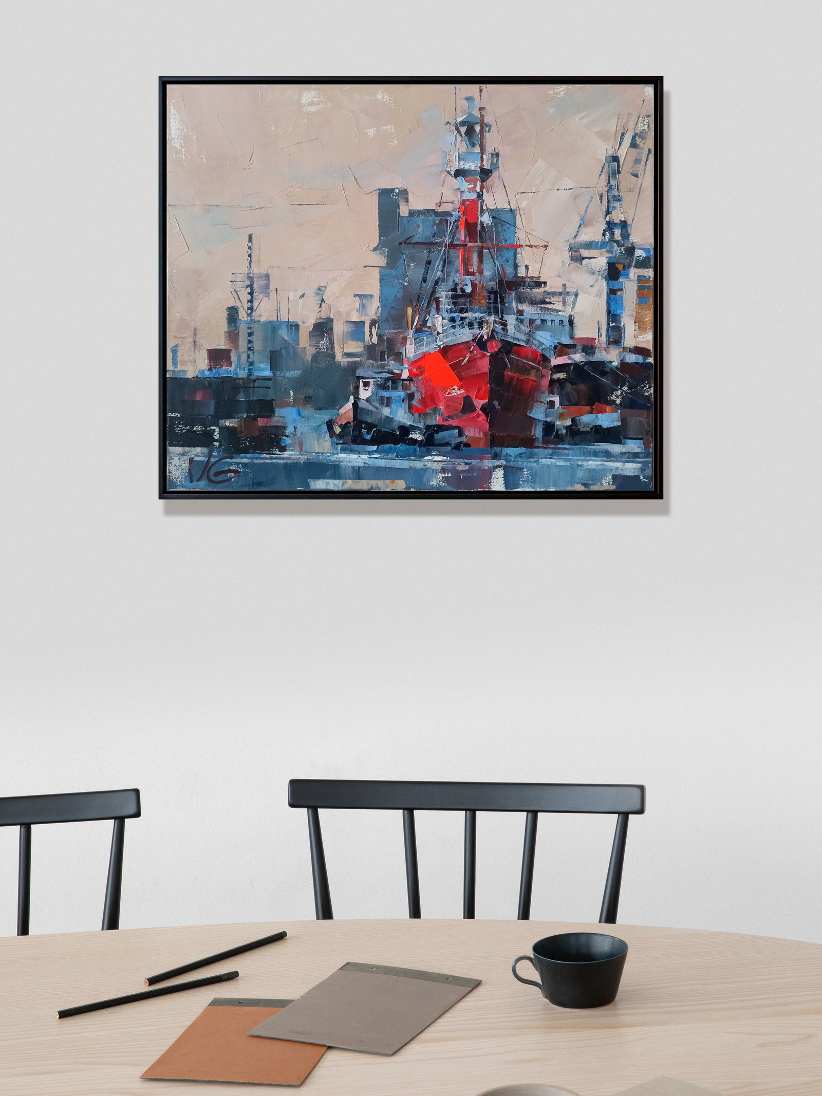 Oil painting Lighthouse ship return Volodymyr Gluhomanyuk - 3