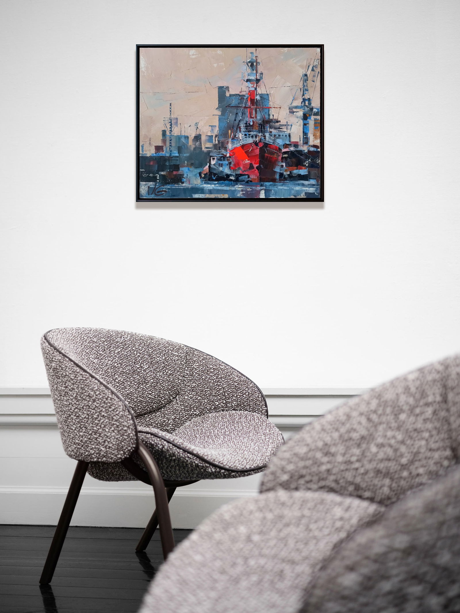 Oil painting Lighthouse ship return Volodymyr Gluhomanyuk - 4