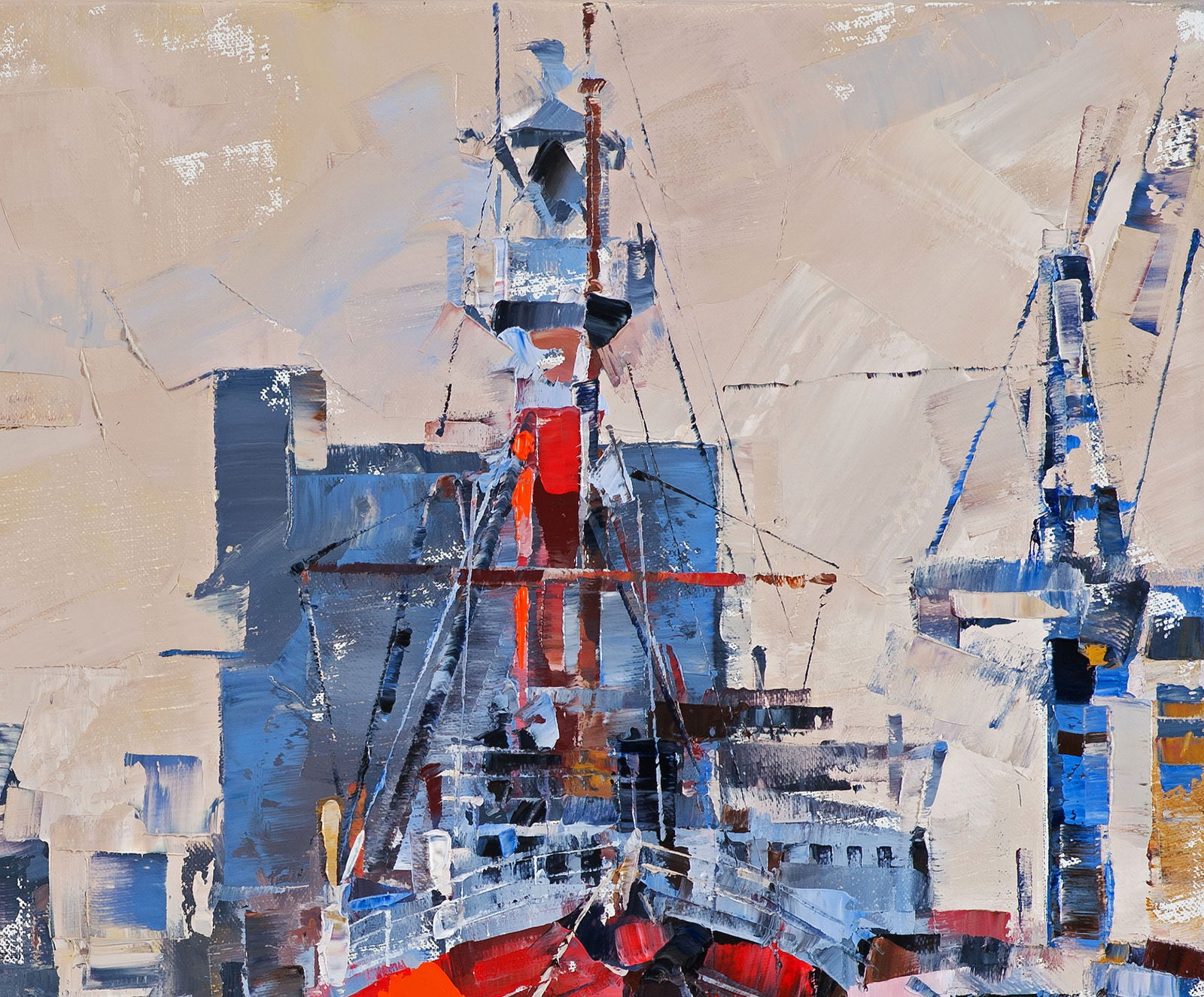 Oil painting Lighthouse ship return Volodymyr Gluhomanyuk - 6