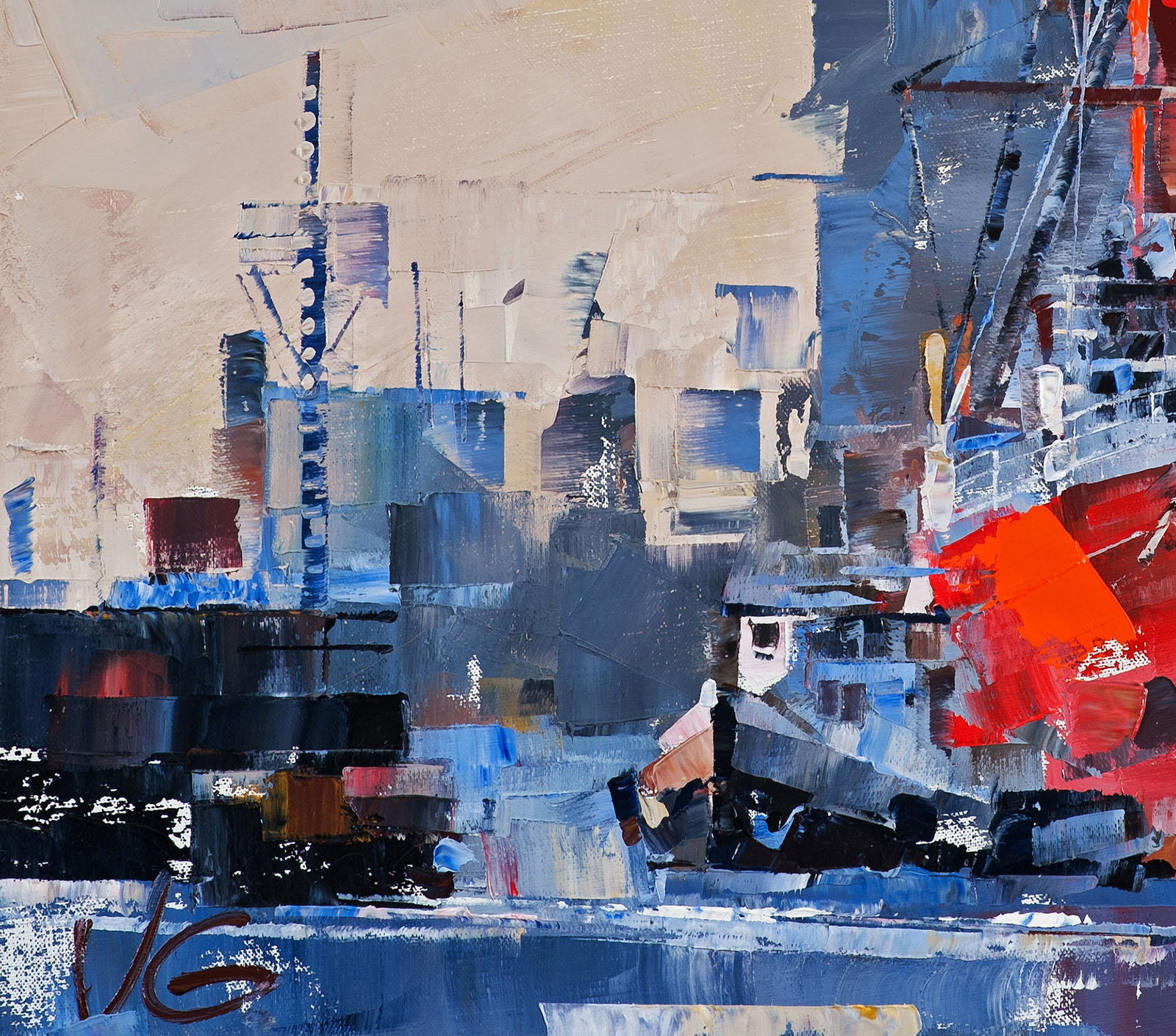 Oil painting Lighthouse ship return Volodymyr Gluhomanyuk - 7