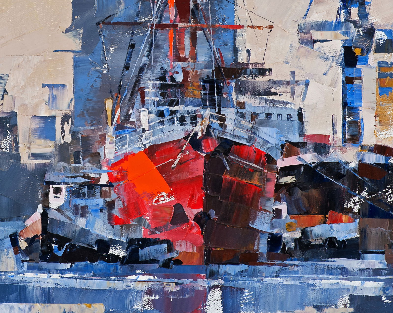 Oil painting Lighthouse ship return Volodymyr Gluhomanyuk - 8