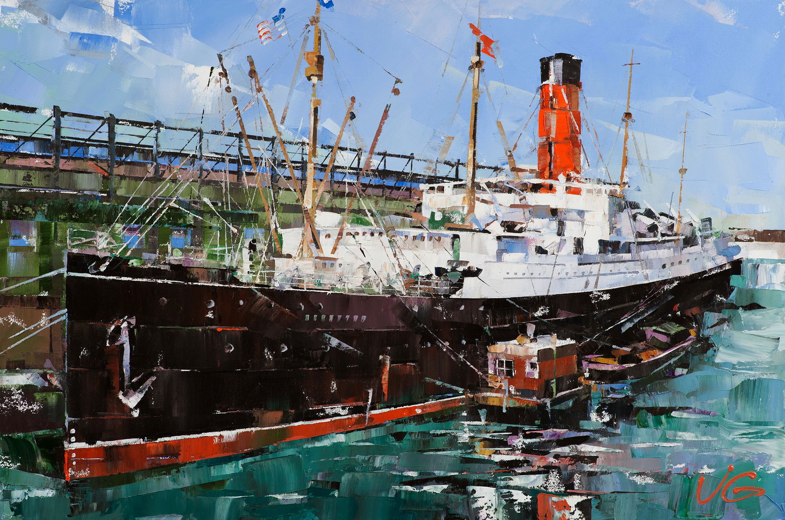 Oil painting Passenger ship Carpathia Volodymyr Gluhomanyuk: Title: Oil painting Passenger ship Carpathia Volodymyr Gluhomanyuk Description: 39GLUX Painter: Volodymyr Gluhomanyuk Size: 60x90 cm/23.62x35.43 inches Components: oil, canvas Original painting - seri