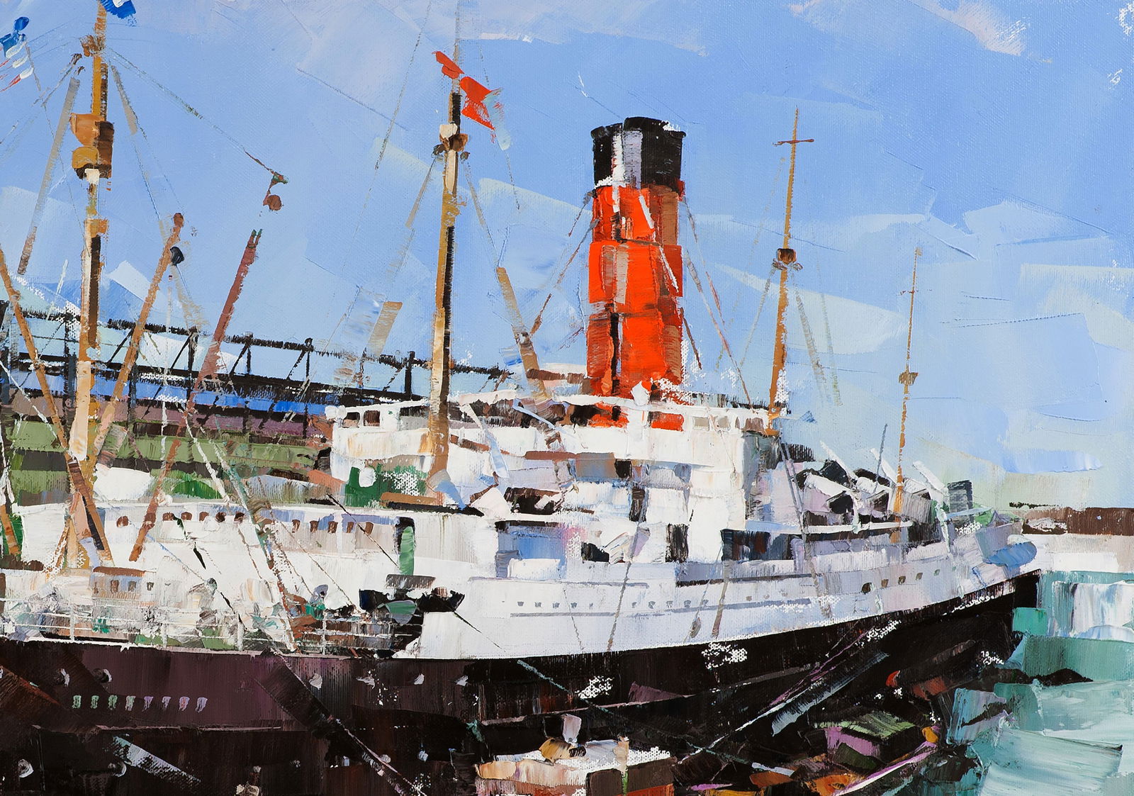 Oil painting Passenger ship Carpathia Volodymyr Gluhomanyuk - 5