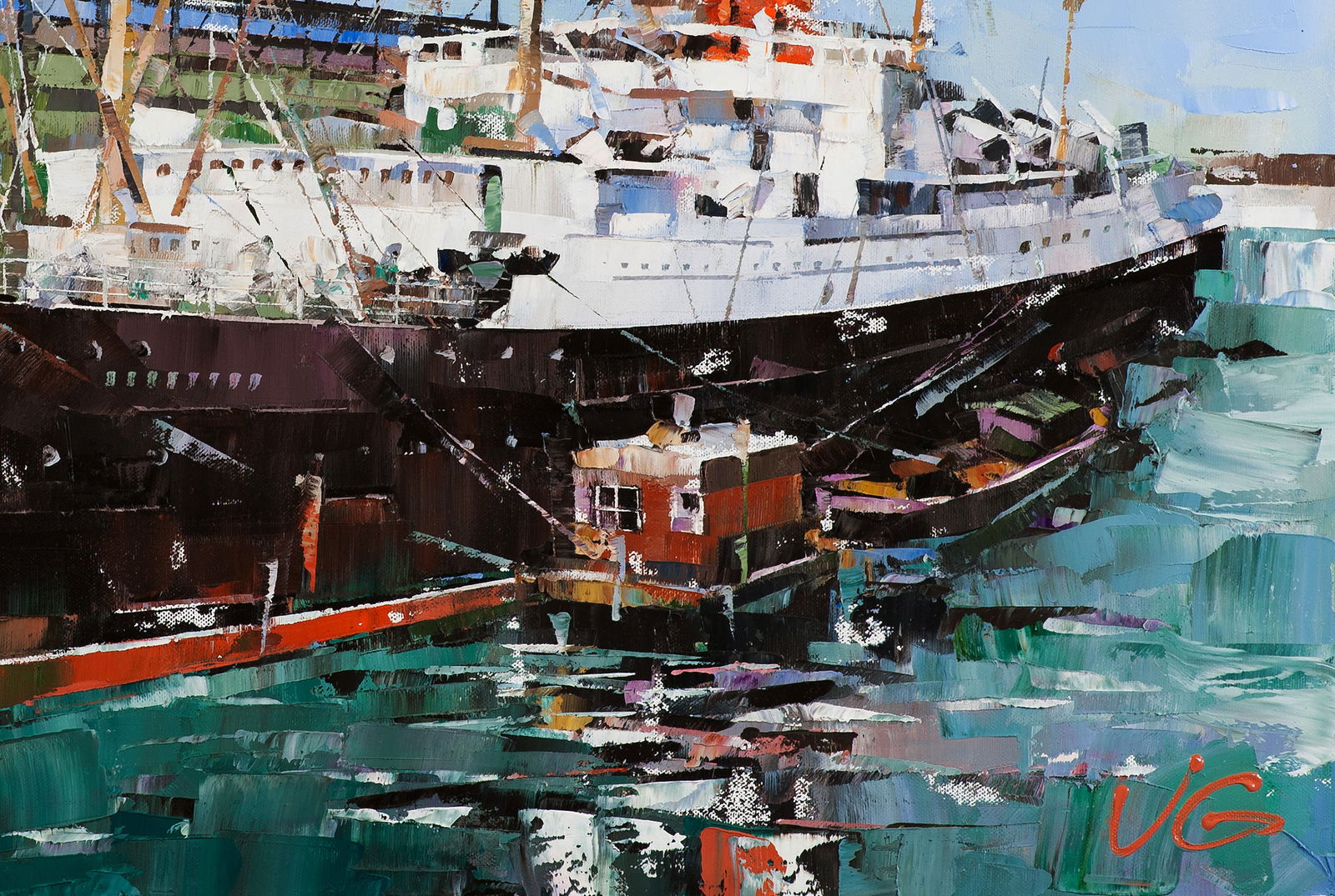 Oil painting Passenger ship Carpathia Volodymyr Gluhomanyuk - 7