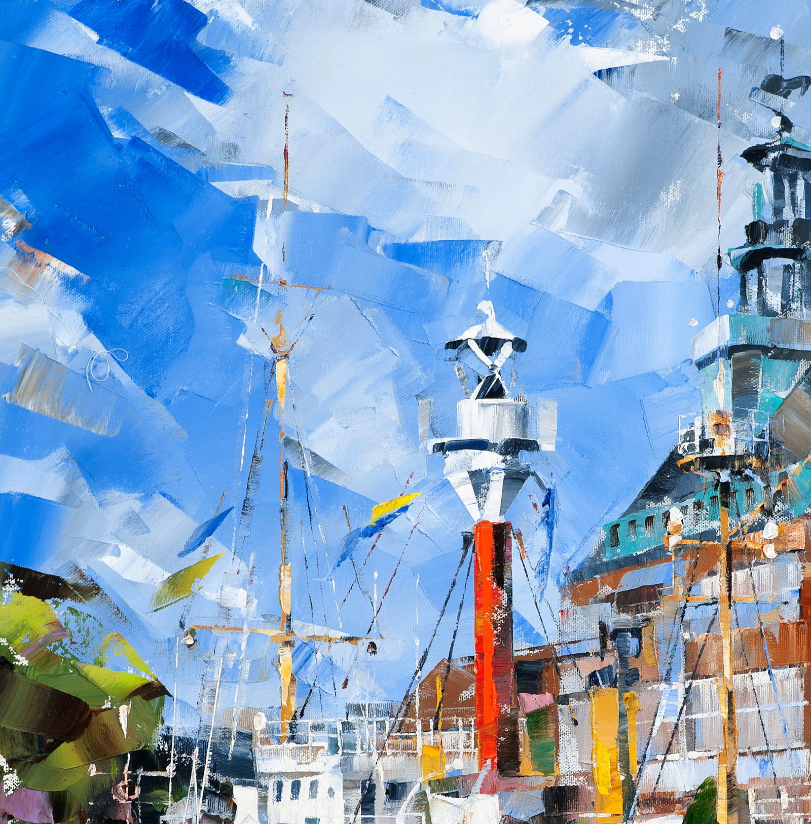 Oil painting Ship lighthouse in the city Volodymyr Gluhomanyuk - 3