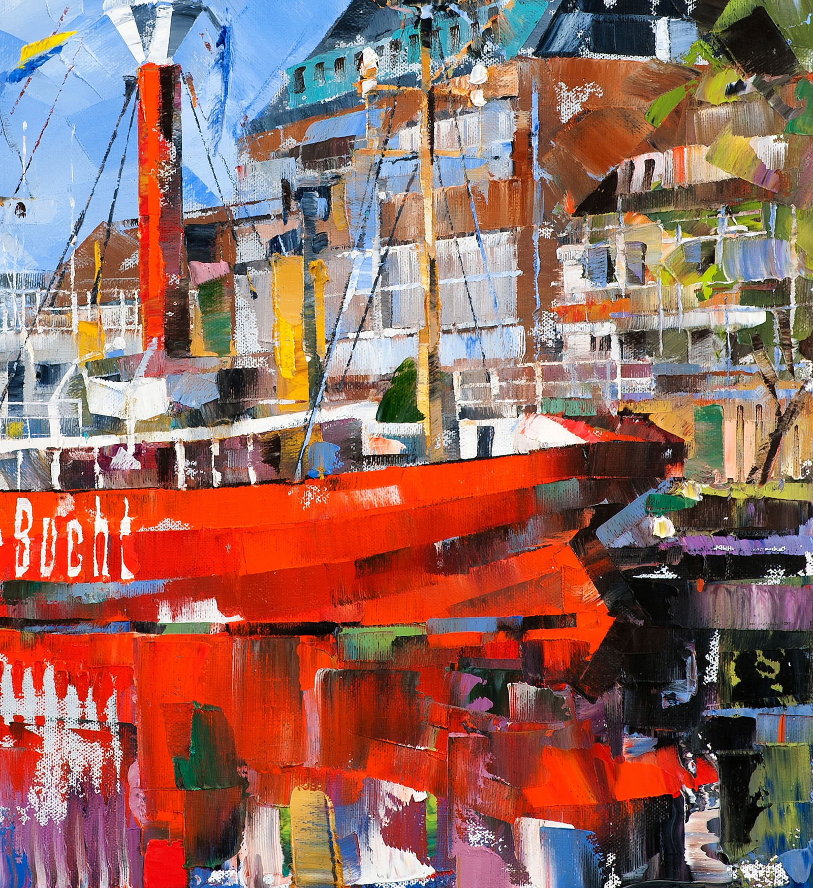 Oil painting Ship lighthouse in the city Volodymyr Gluhomanyuk - 5