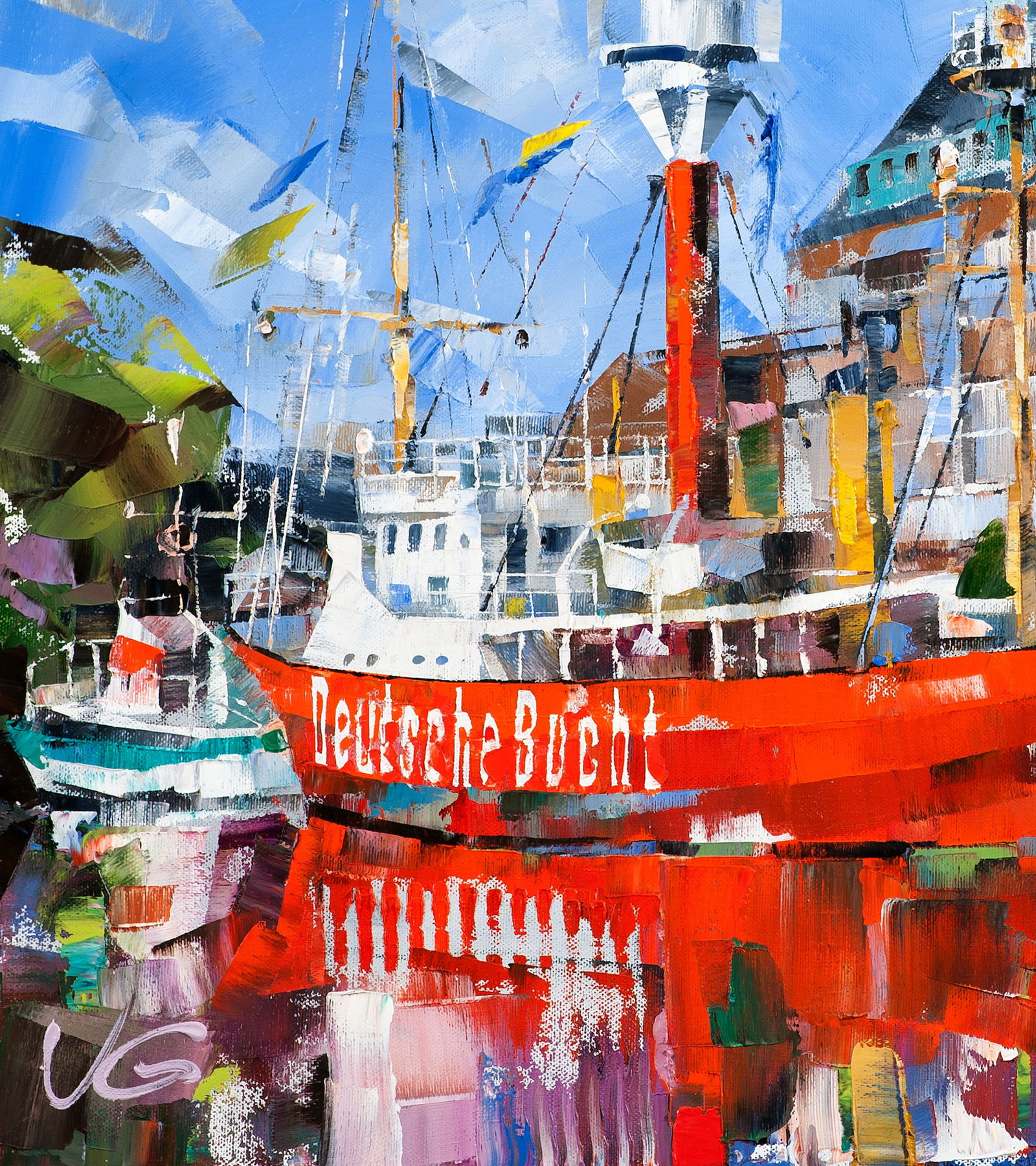 Oil painting Ship lighthouse in the city Volodymyr Gluhomanyuk - 6