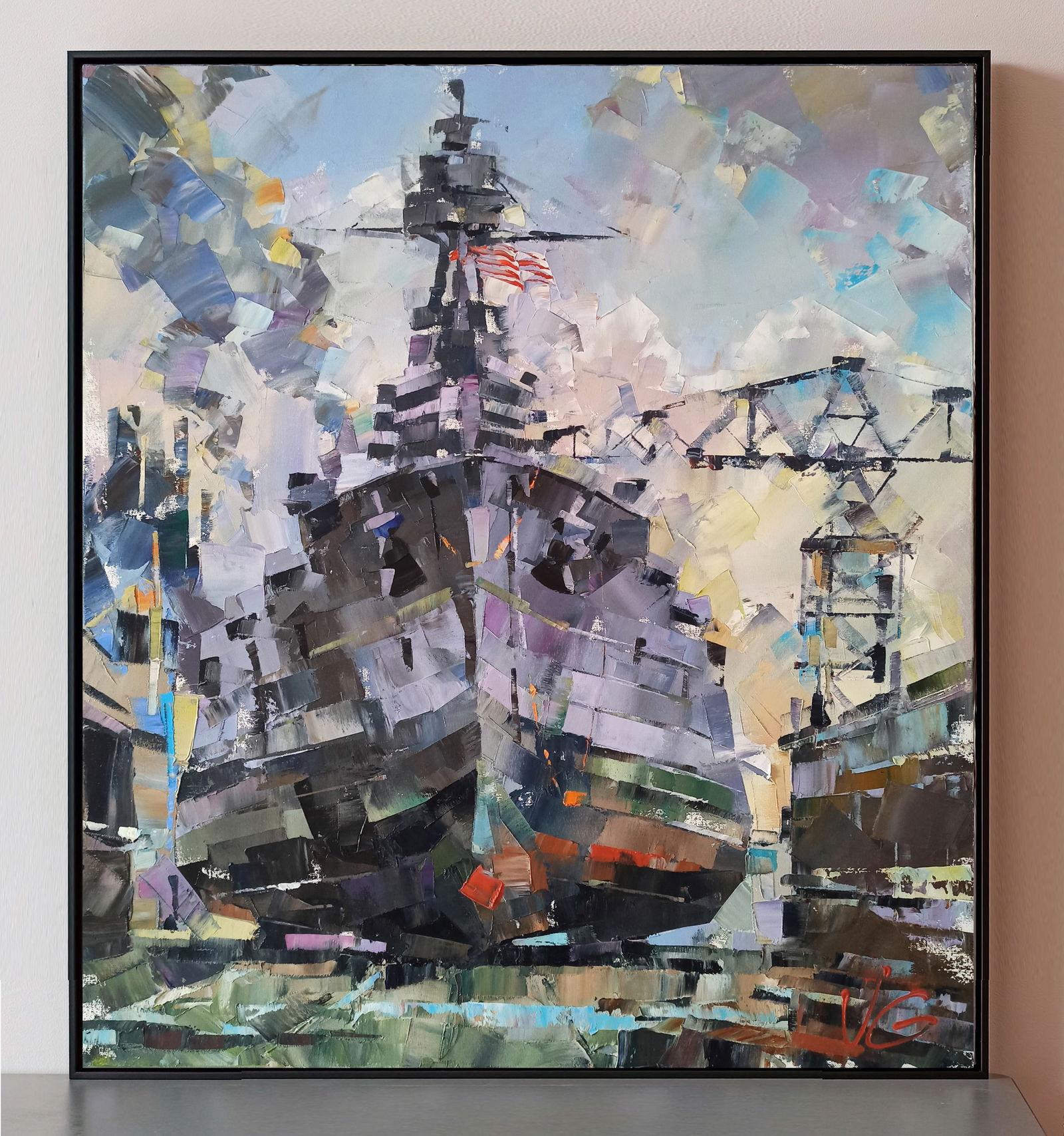 Oil painting USS TEXAS BB-35 in dry dock Volodymyr Gluhomanyuk - 2