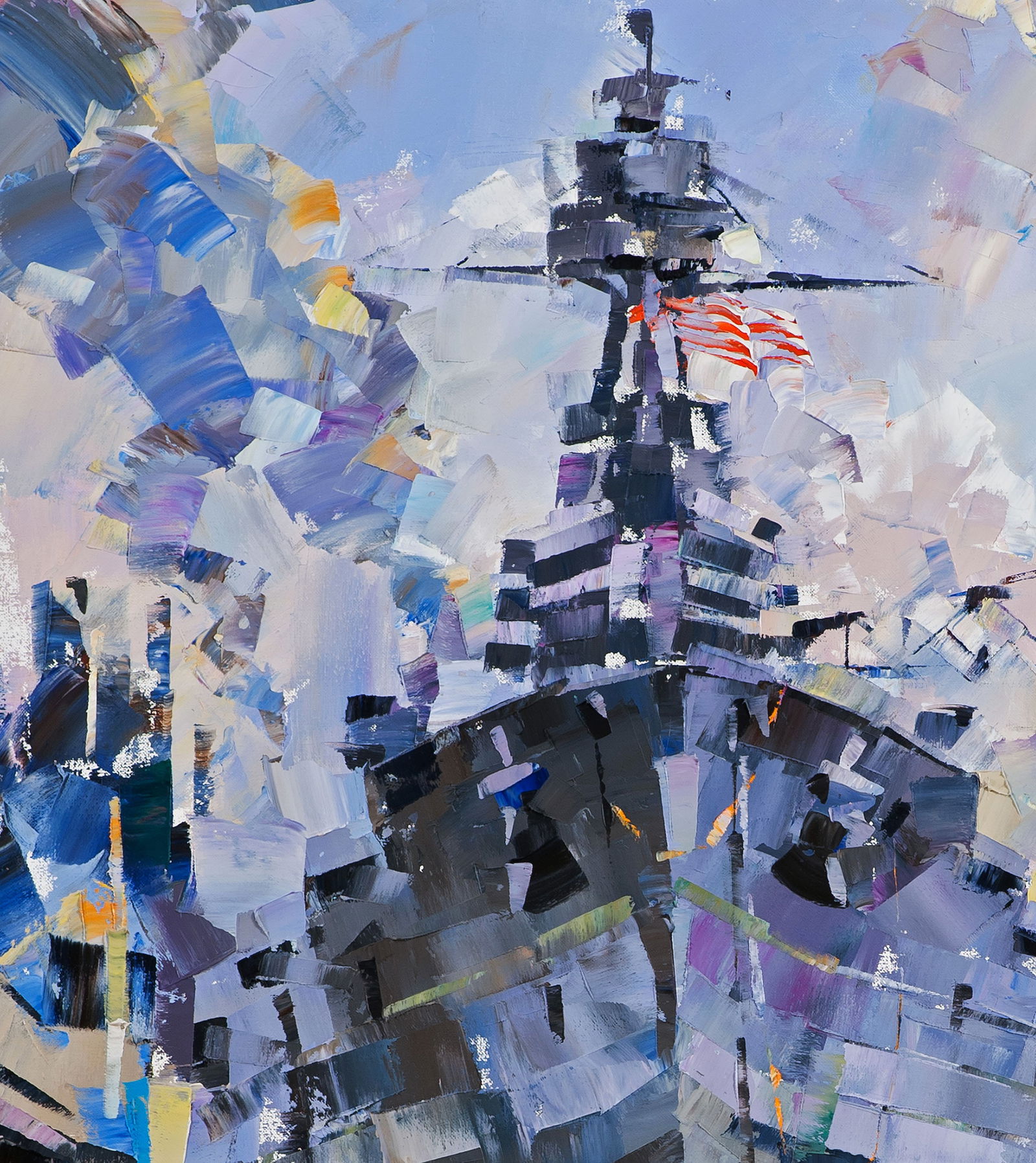 Oil painting USS TEXAS BB-35 in dry dock Volodymyr Gluhomanyuk - 5