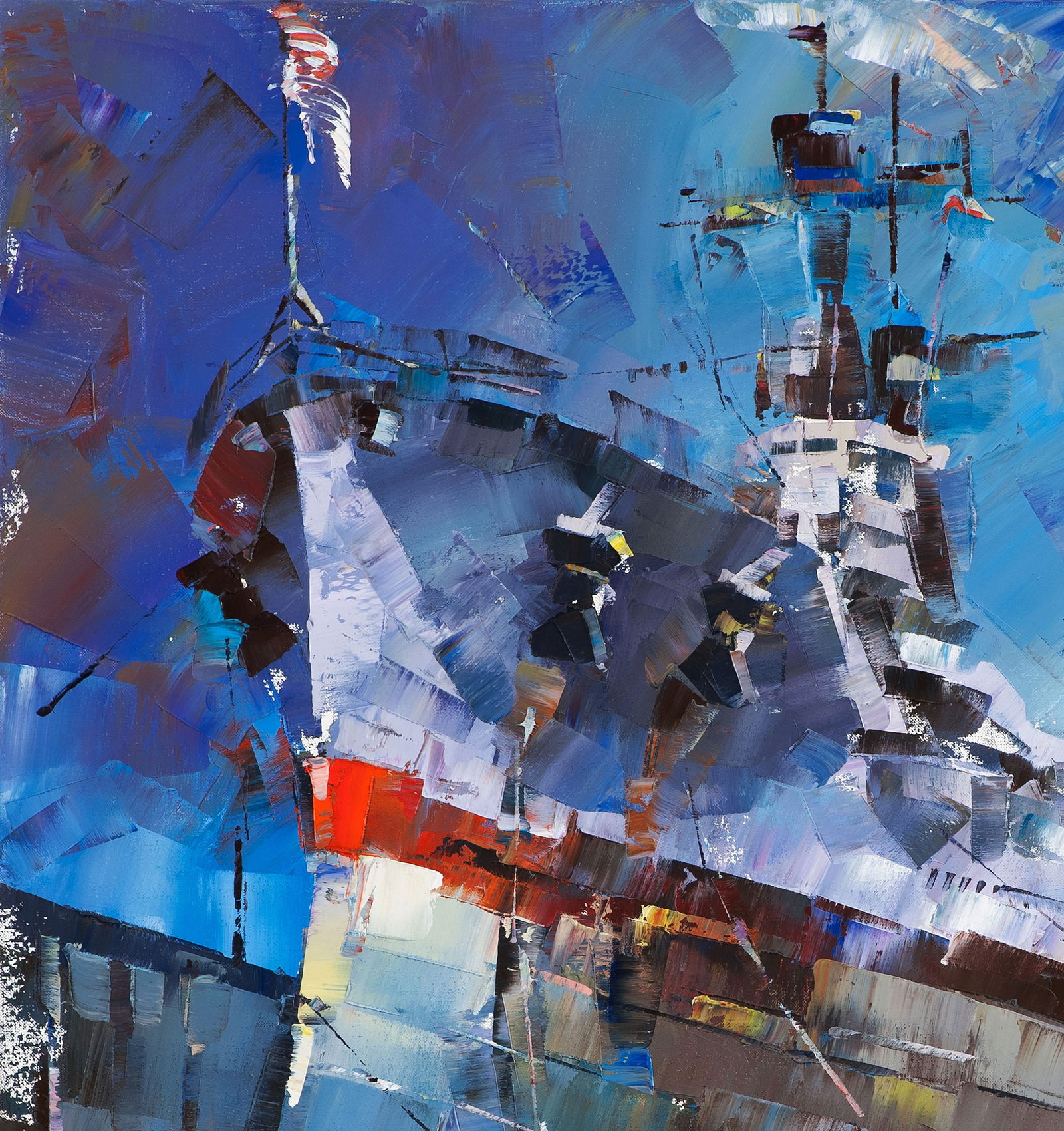 Oil painting USS TEXAS BB-35 in dry dock at Norfolk Volodymyr Gluhomanyuk - 5