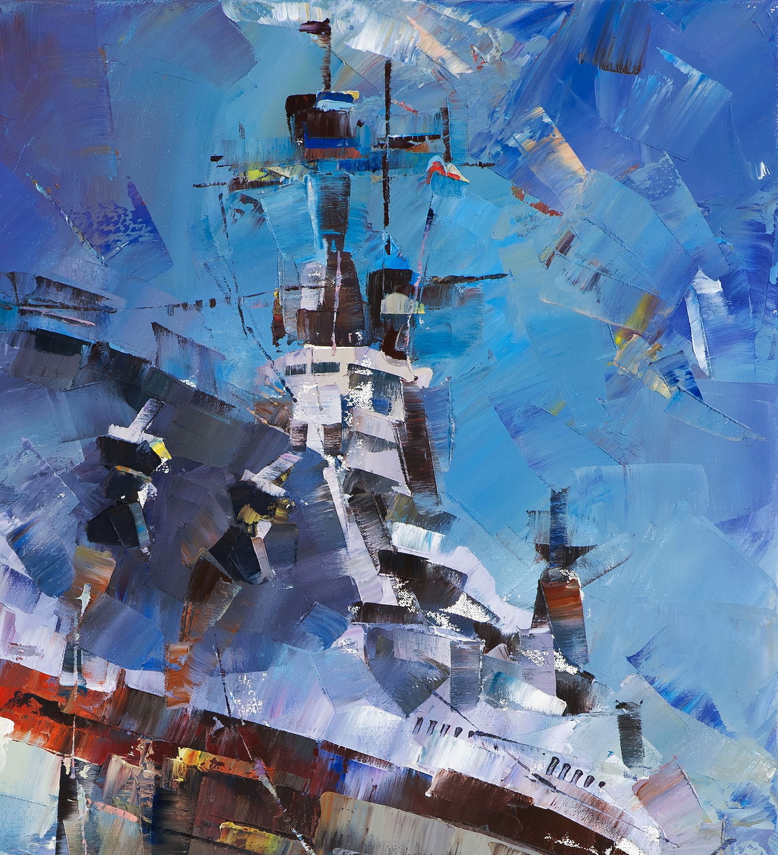 Oil painting USS TEXAS BB-35 in dry dock at Norfolk Volodymyr Gluhomanyuk - 6