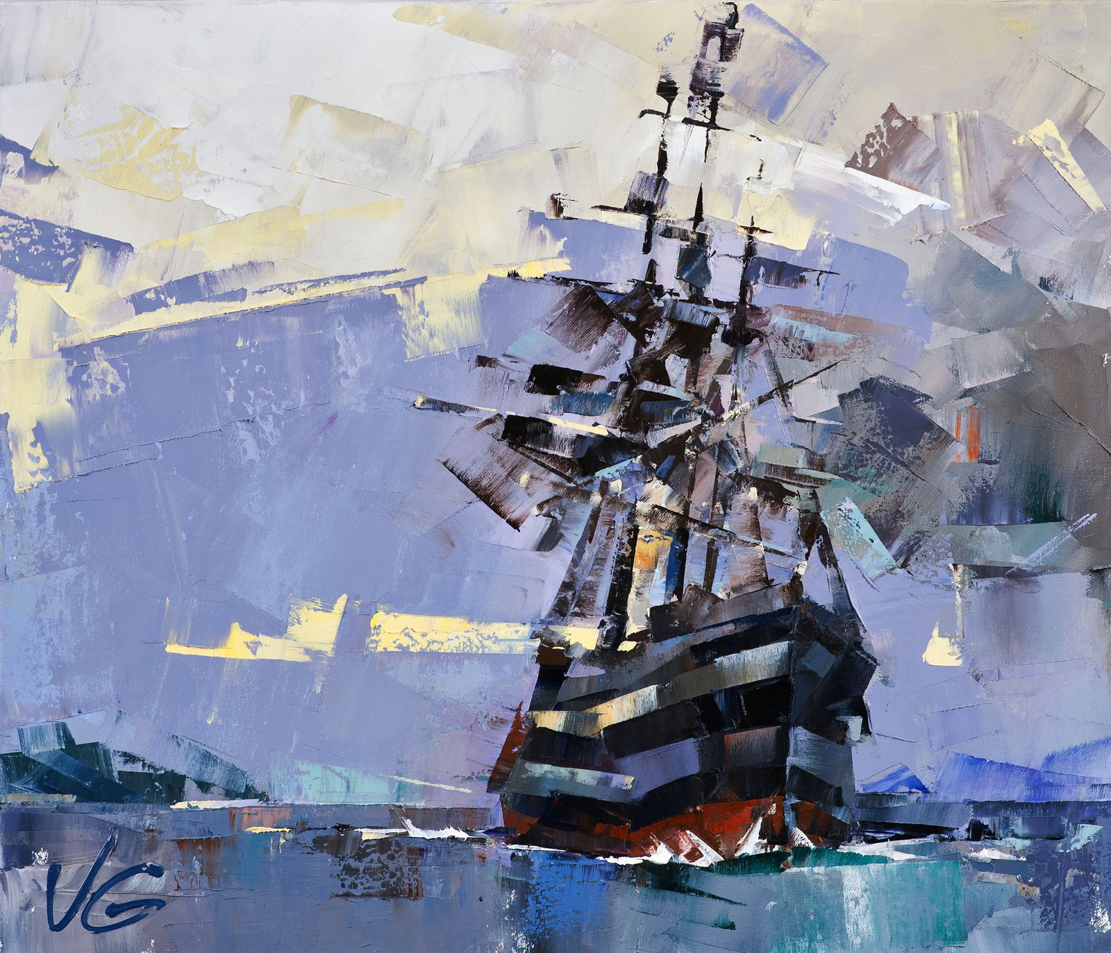 Oil painting Ghost ship Volodymyr Gluhomanyuk: Title: Oil painting Ghost ship Volodymyr Gluhomanyuk Description: 49GLUX Painter: Volodymyr Gluhomanyuk Size: 60x70 cm/23.62x27.55 inches Components: oil, canvas Original painting CONDITION: excellent