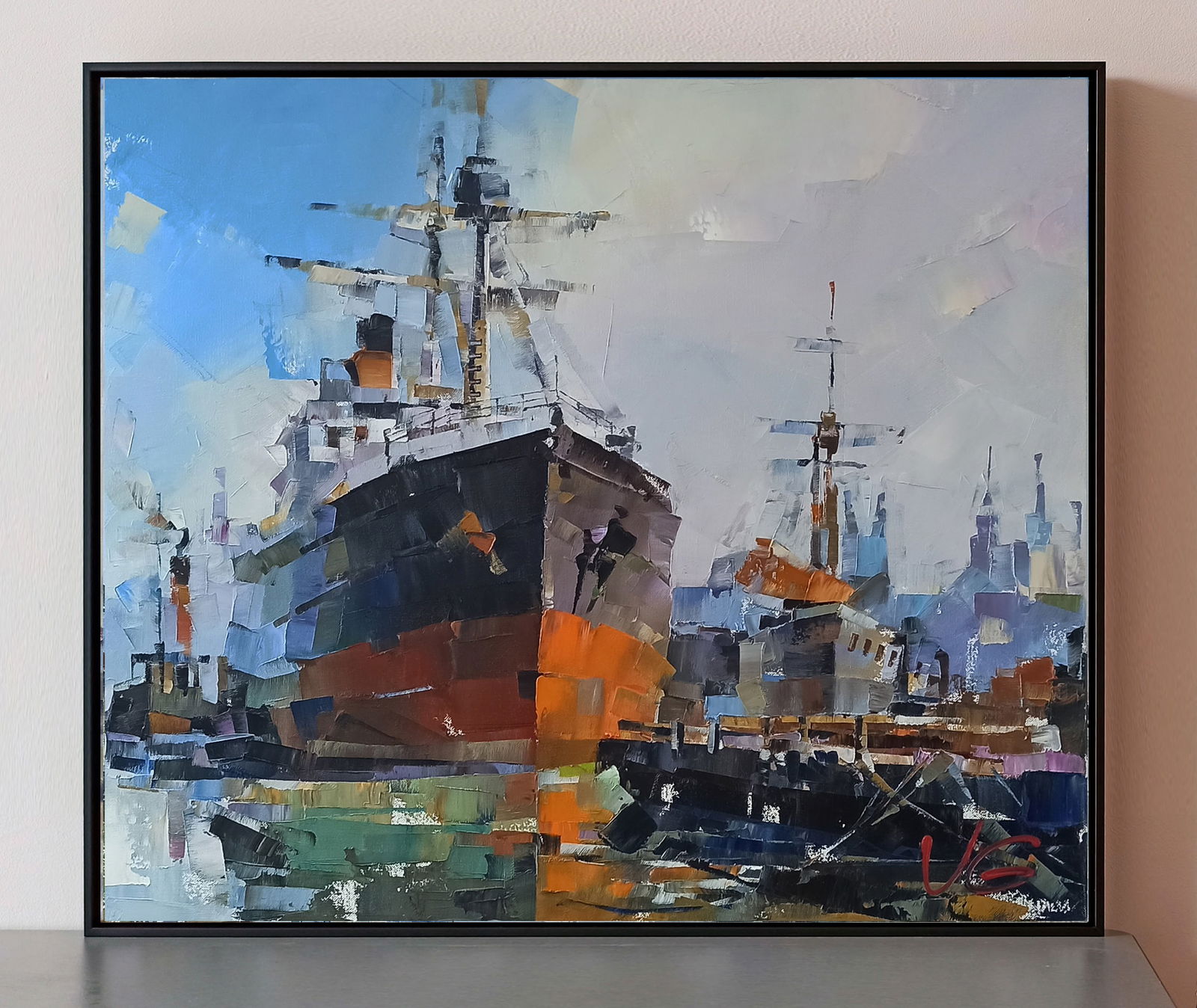 Oil painting Ships at the old lighthouse Volodymyr Gluhomanyuk - 2
