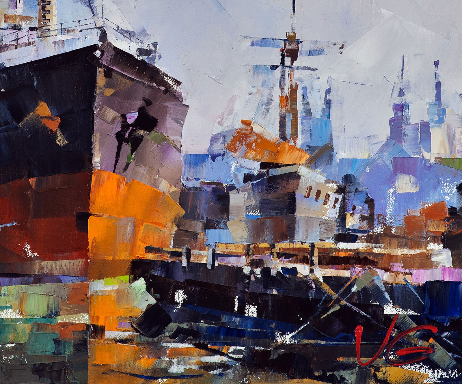 Oil painting Ships at the old lighthouse Volodymyr Gluhomanyuk - 8