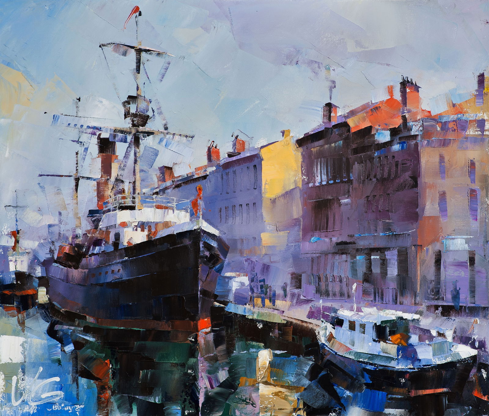 Oil painting Morning breath Volodymyr Gluhomanyuk: Title: Oil painting Morning breath Volodymyr Gluhomanyuk Description: 55GLUX Painter: Volodymyr Gluhomanyuk Size: 60x70 cm/23.62x27.55 inches Components: oil, canvas Original painting - series Golden