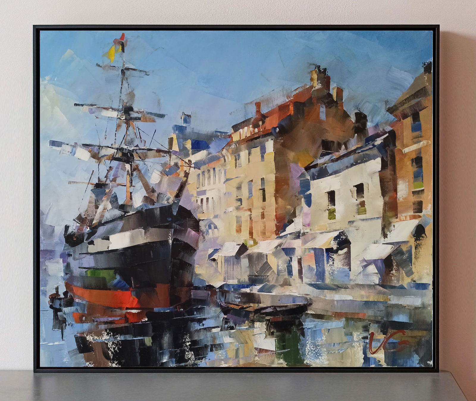 Oil painting Ship in the Channel of Tranquility Volodymyr Gluhomanyuk - 2