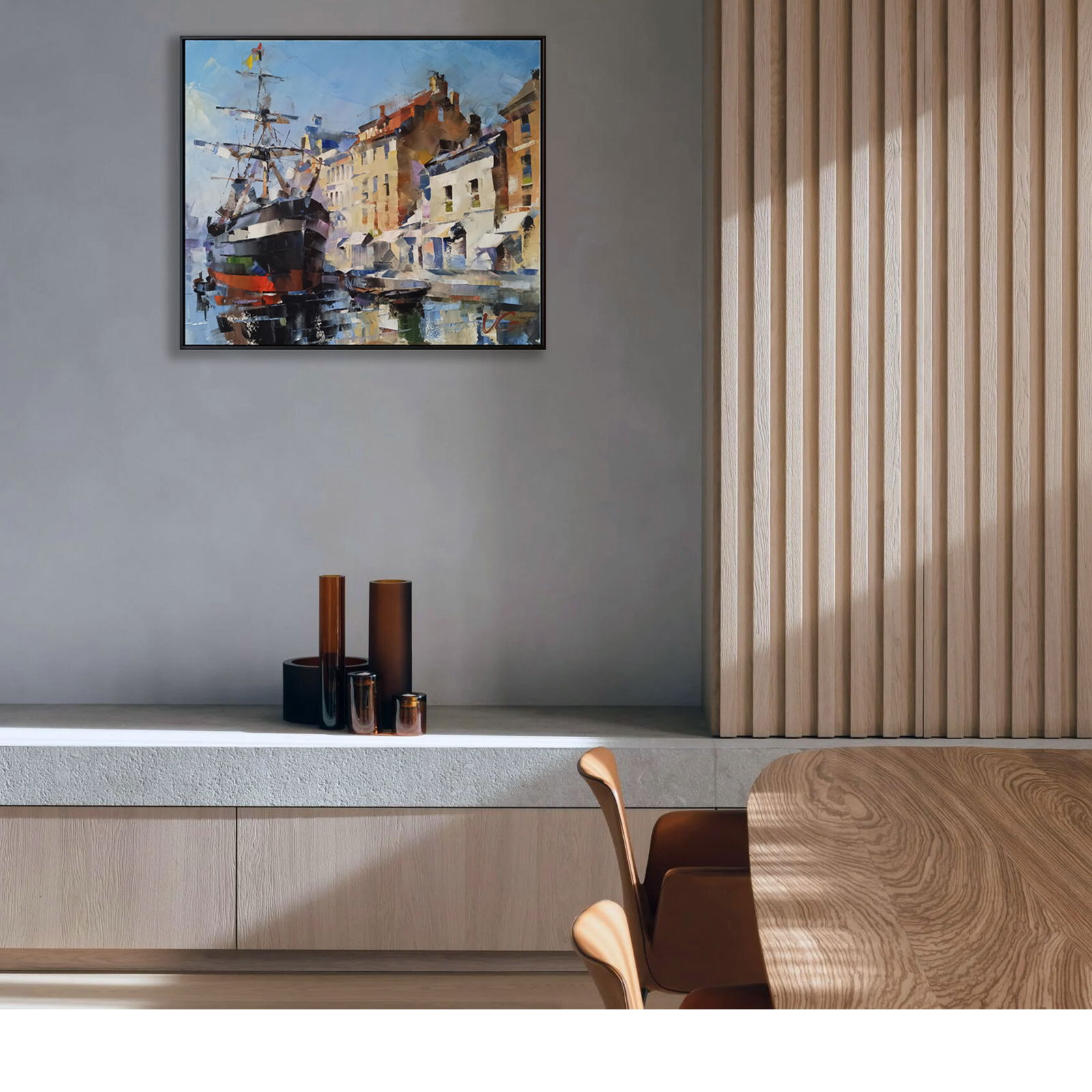 Oil painting Ship in the Channel of Tranquility Volodymyr Gluhomanyuk - 3