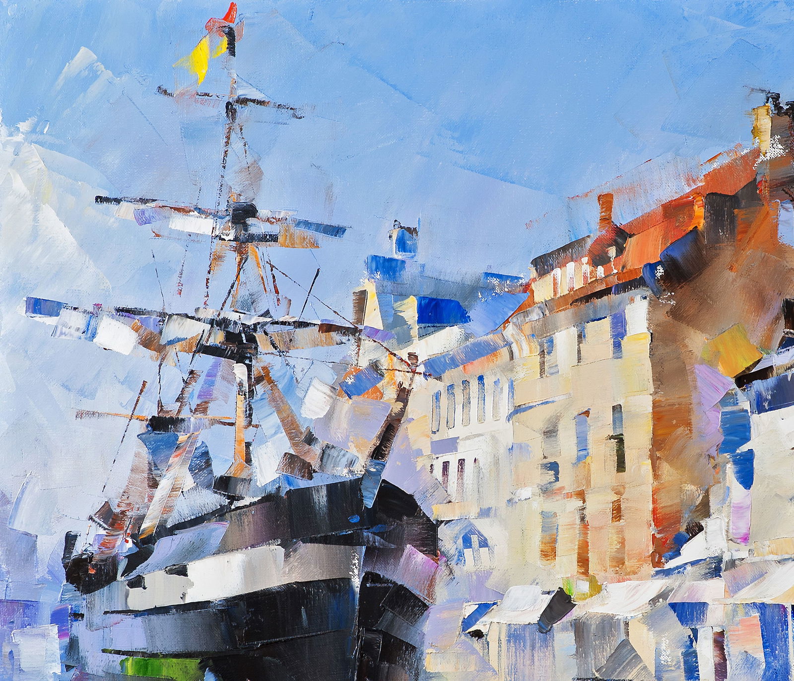 Oil painting Ship in the Channel of Tranquility Volodymyr Gluhomanyuk - 5