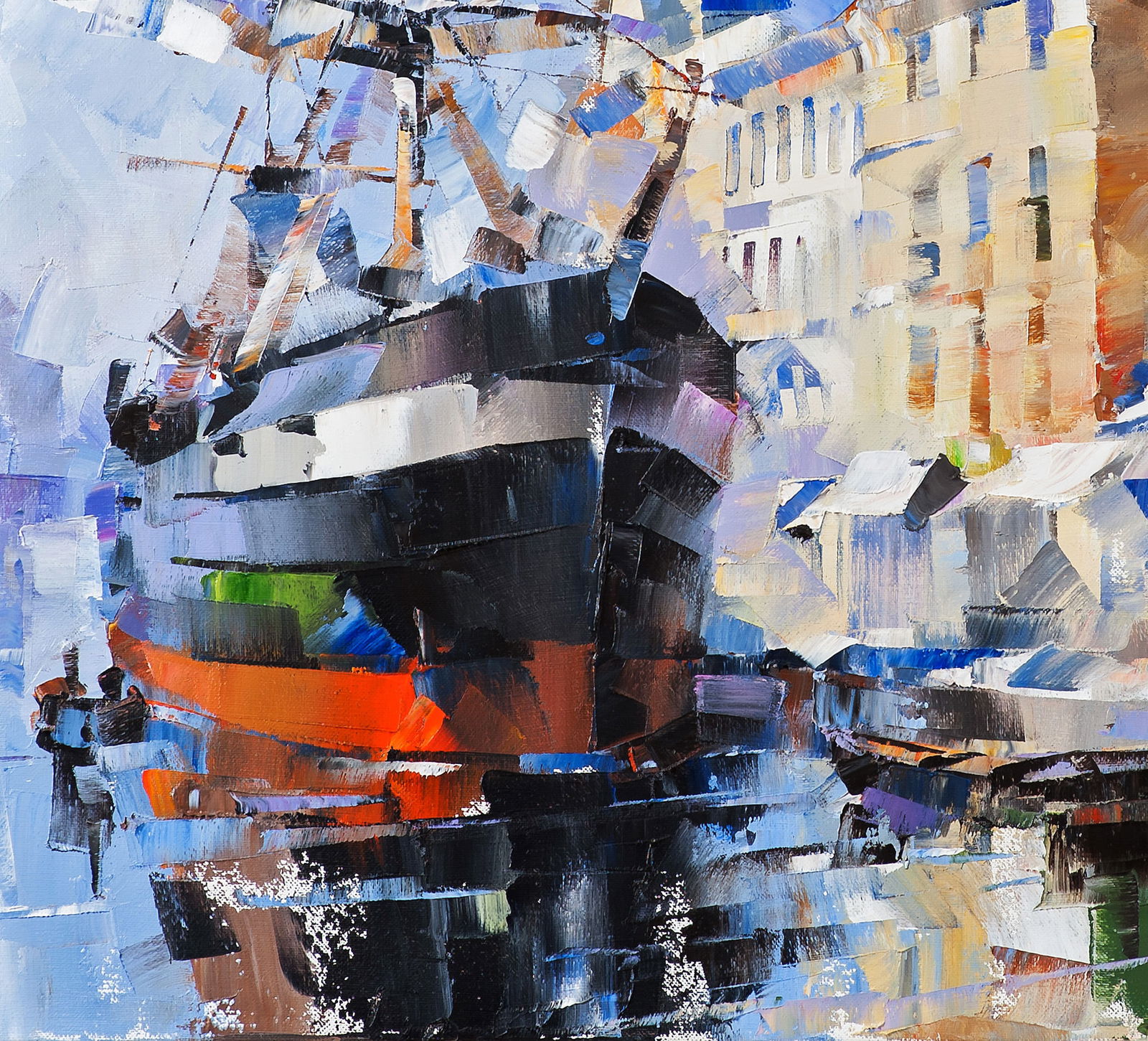 Oil painting Ship in the Channel of Tranquility Volodymyr Gluhomanyuk - 7