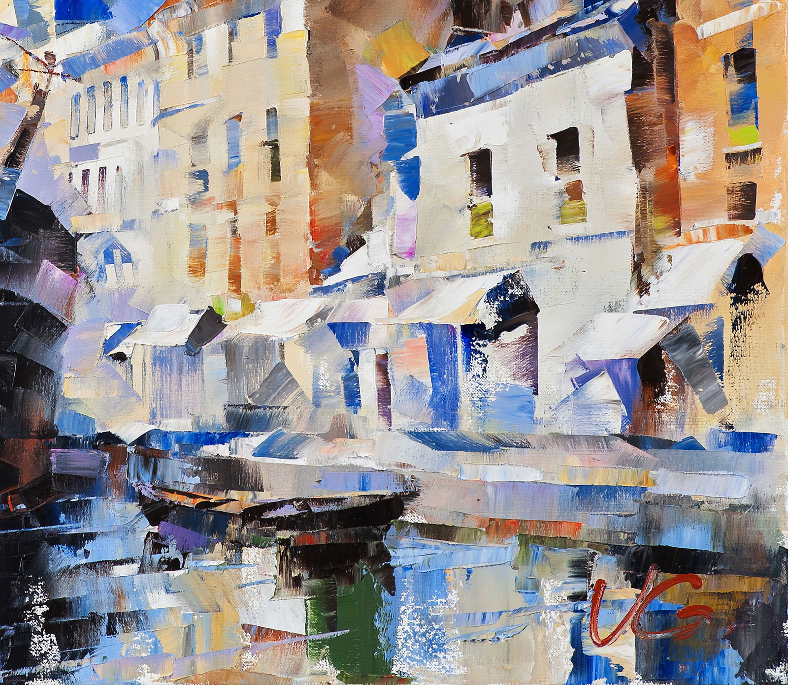 Oil painting Ship in the Channel of Tranquility Volodymyr Gluhomanyuk - 8