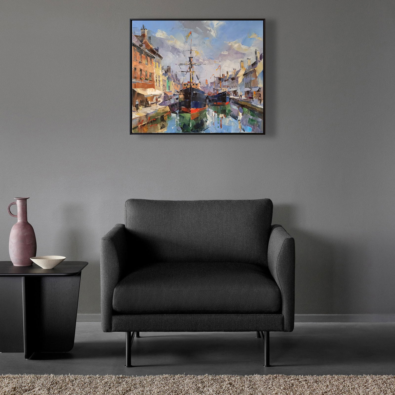 Oil painting Fantasies of the Port of Gandia Volodymyr Gluhomanyuk - 3