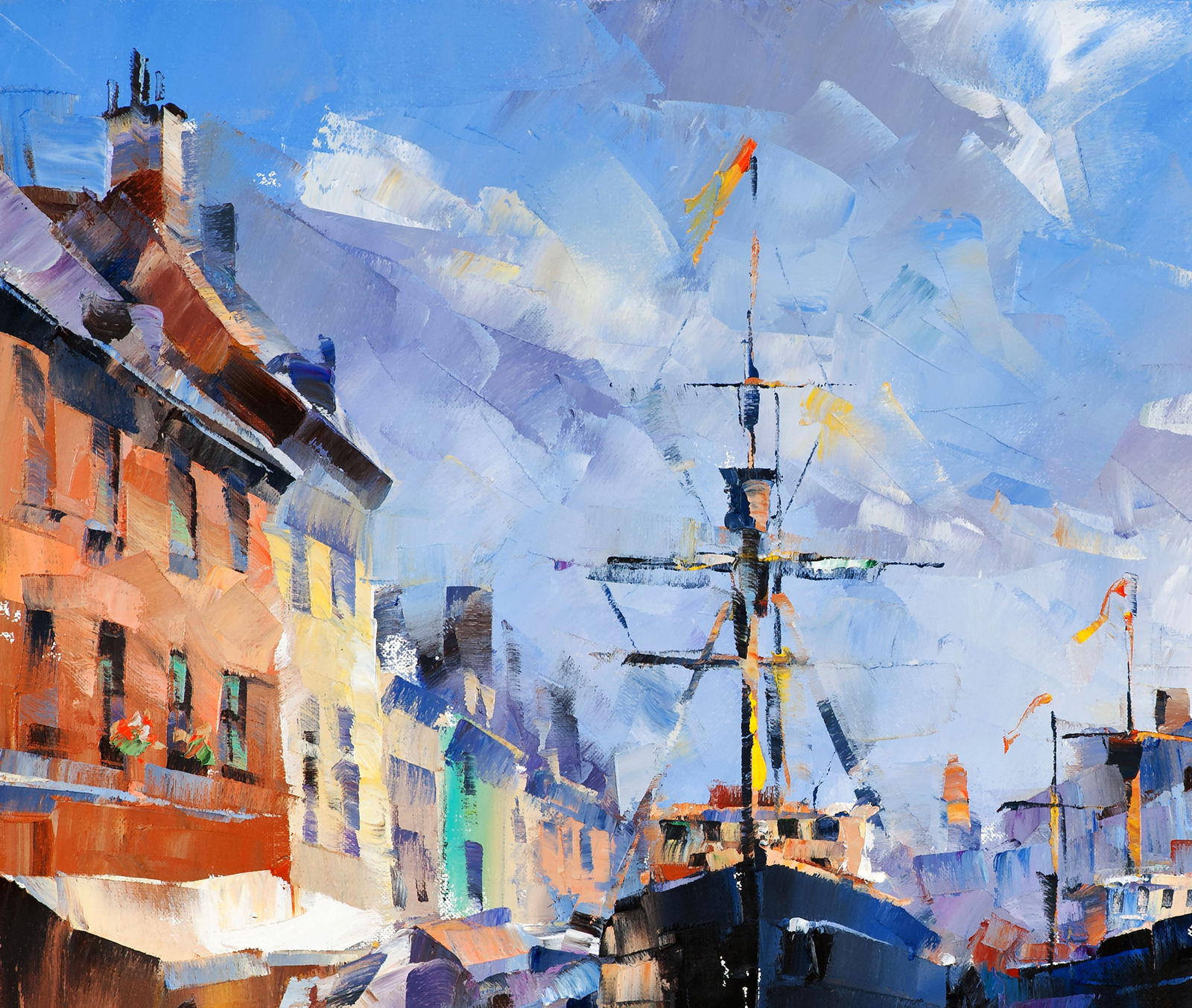 Oil painting Fantasies of the Port of Gandia Volodymyr Gluhomanyuk - 5