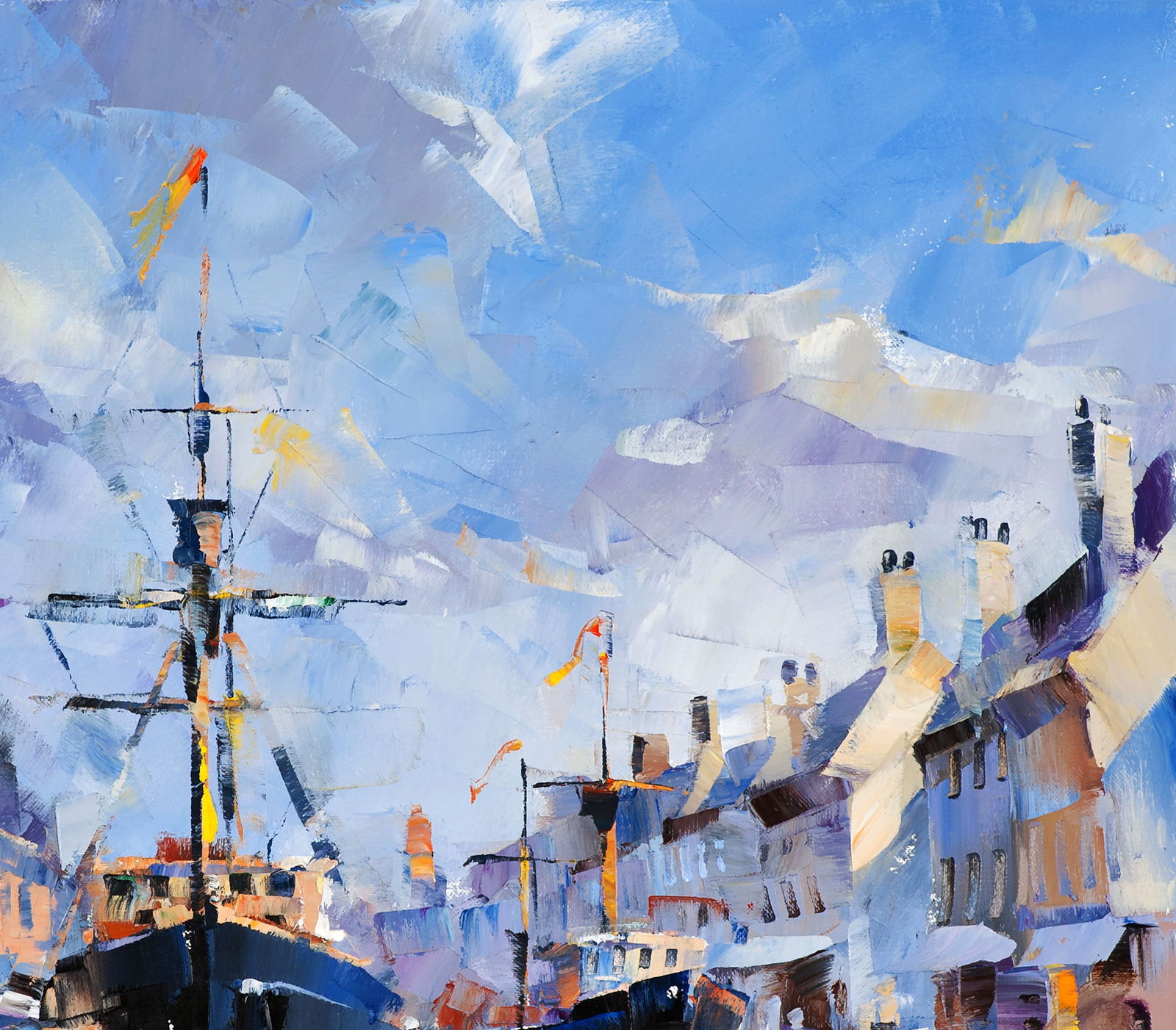 Oil painting Fantasies of the Port of Gandia Volodymyr Gluhomanyuk - 6