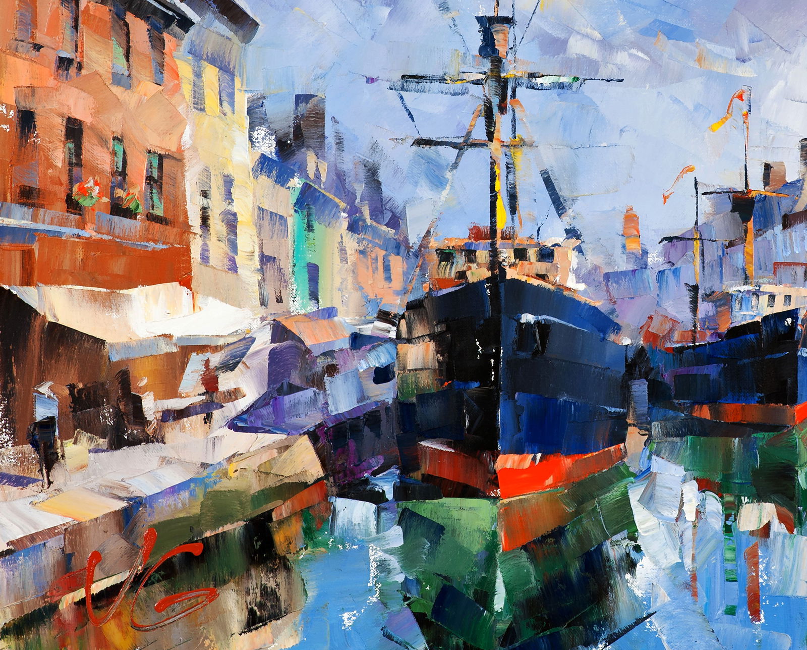 Oil painting Fantasies of the Port of Gandia Volodymyr Gluhomanyuk - 7