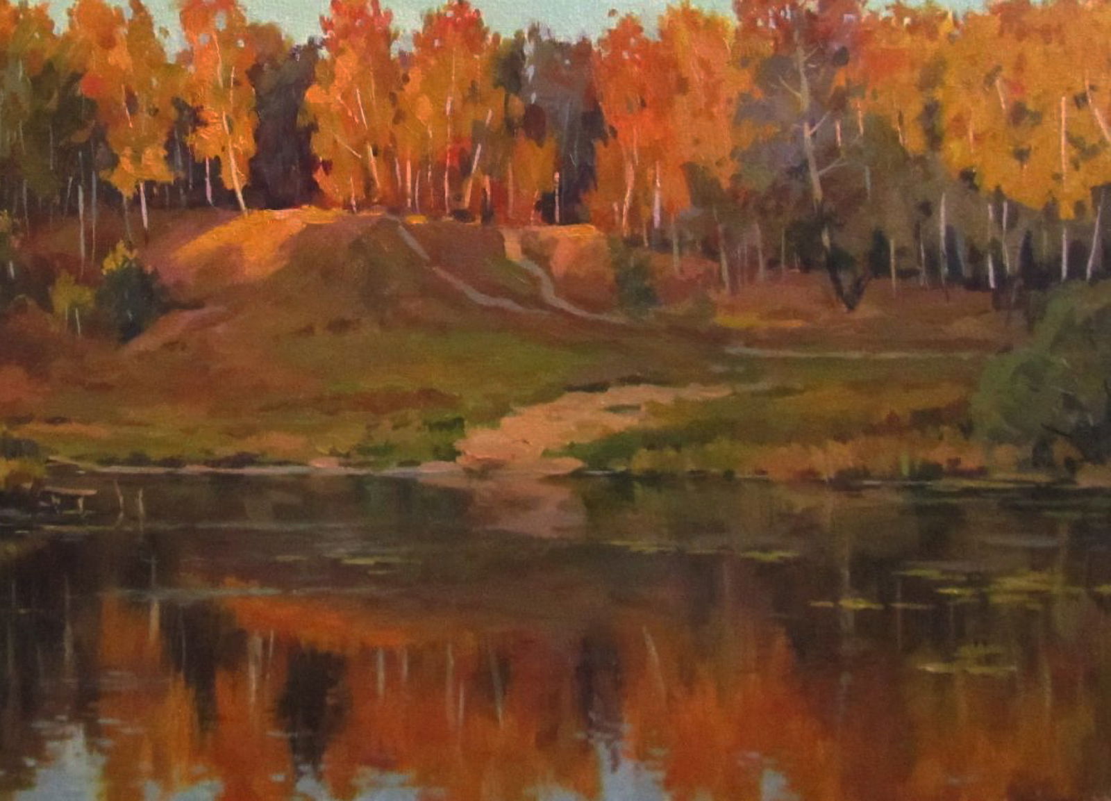 Oil painting Autumn river shore Alexander Guzev - 5