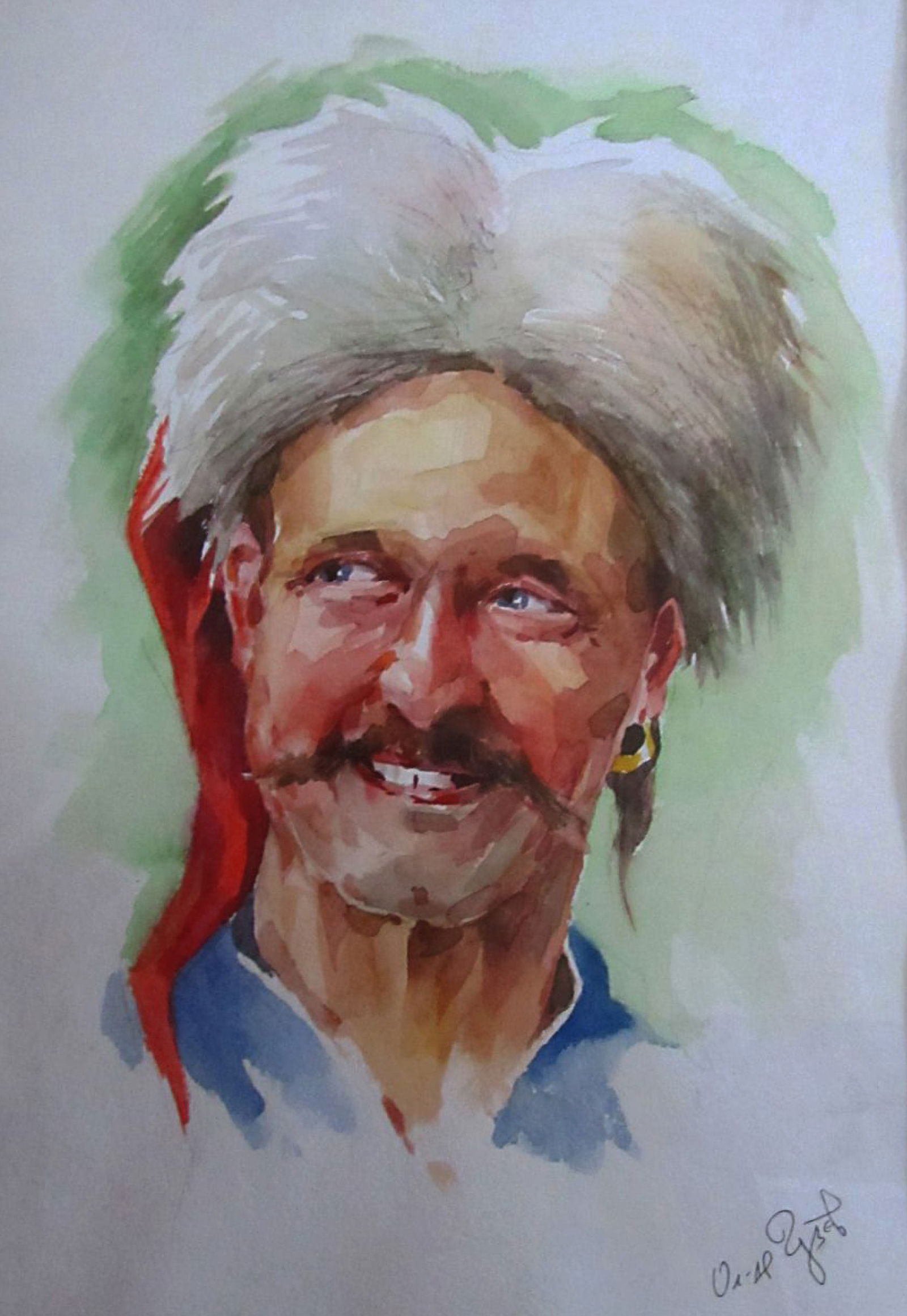 Watercolor painting Portrait of a Cossack Alexander Guzev - 2