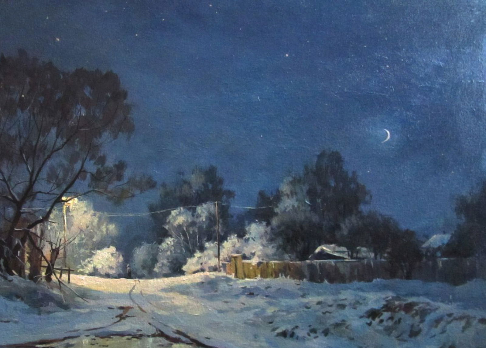 Oil painting Winter evening Alexander Guzev - 3